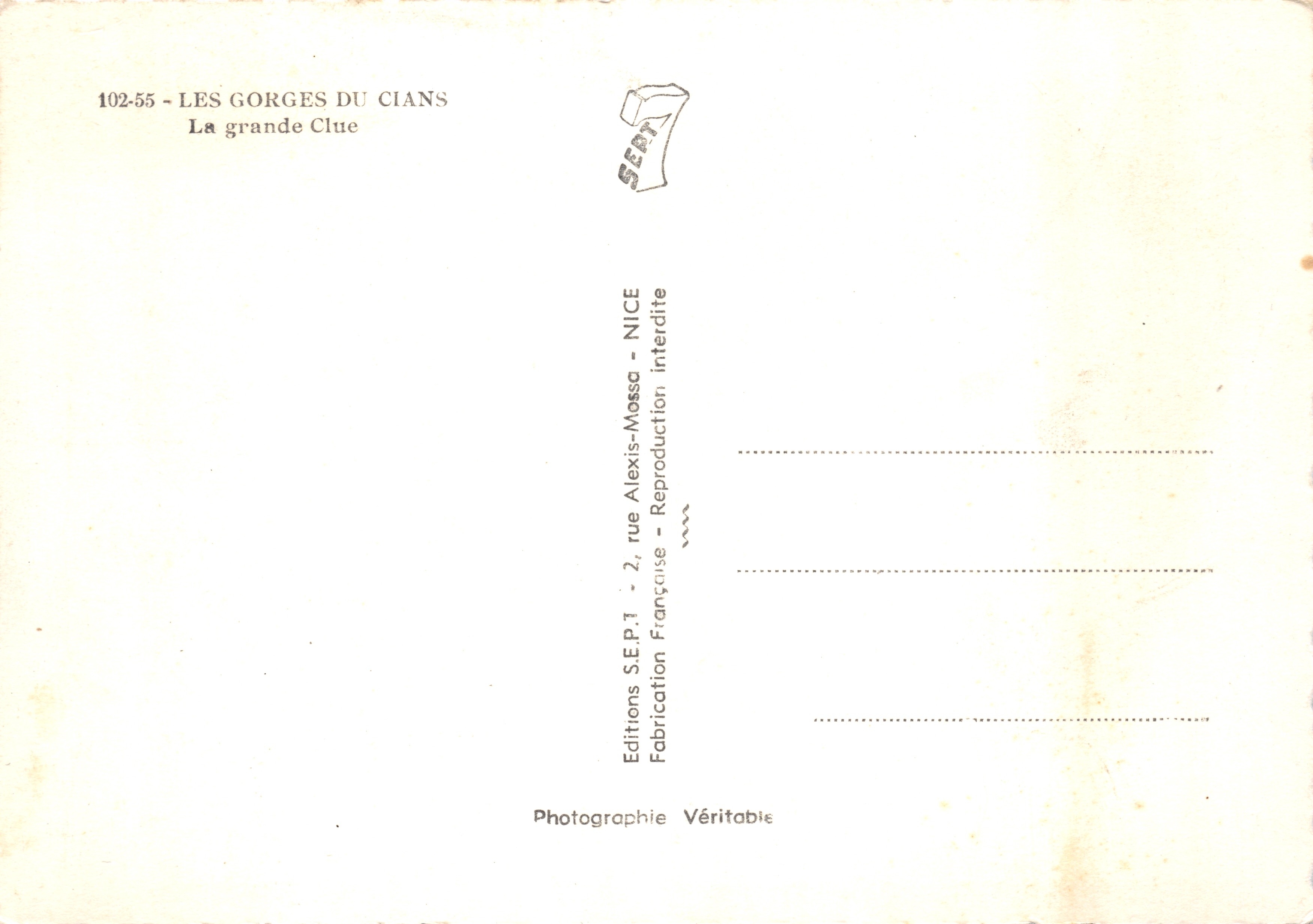 De Gorges van Cians — De grote Clue — Éditions S.E.P.T. - NICE — Achterkant
