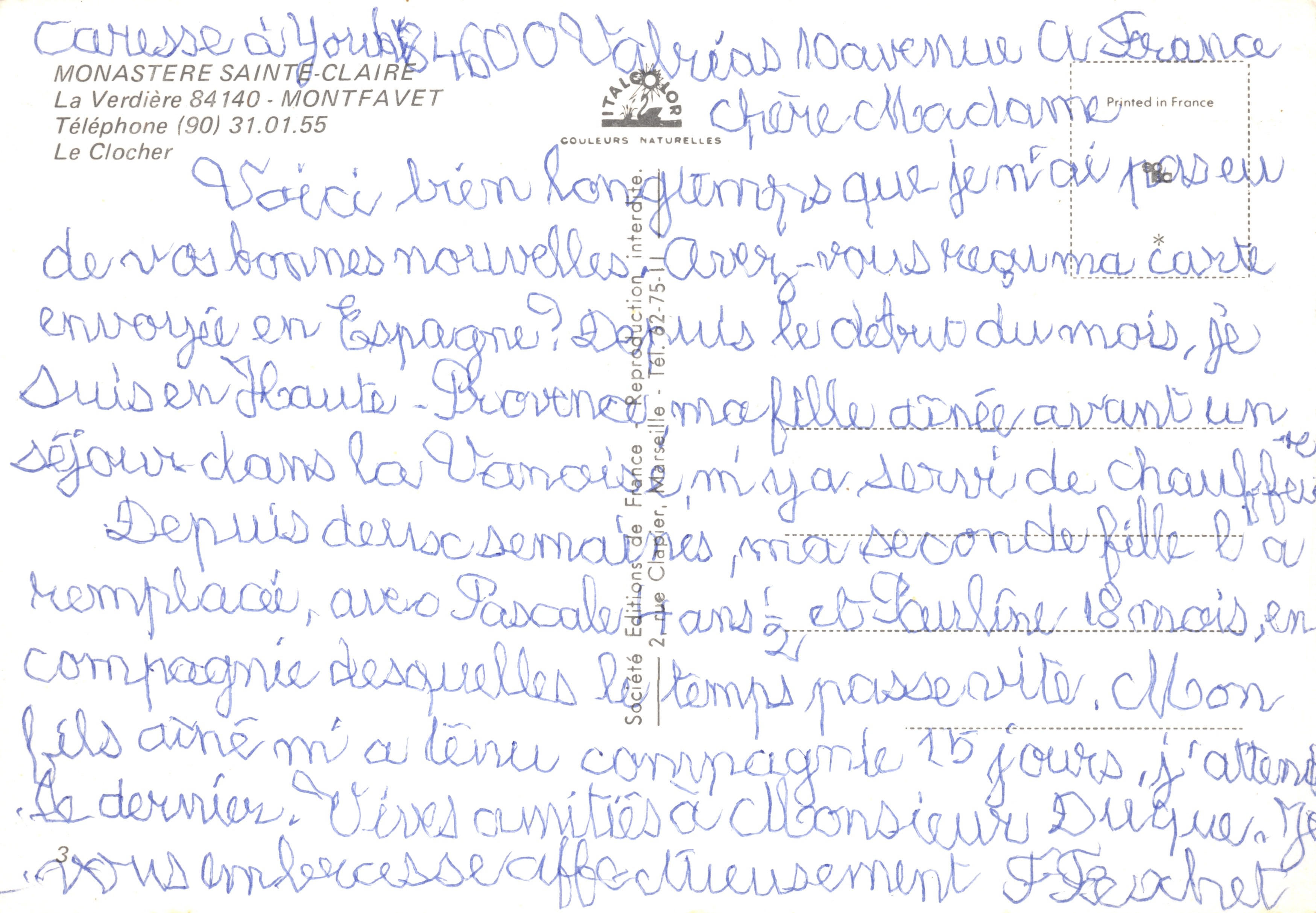 Campanario de un monasterio — editor Éditions de la Cloche, n.º 2 — Reverso