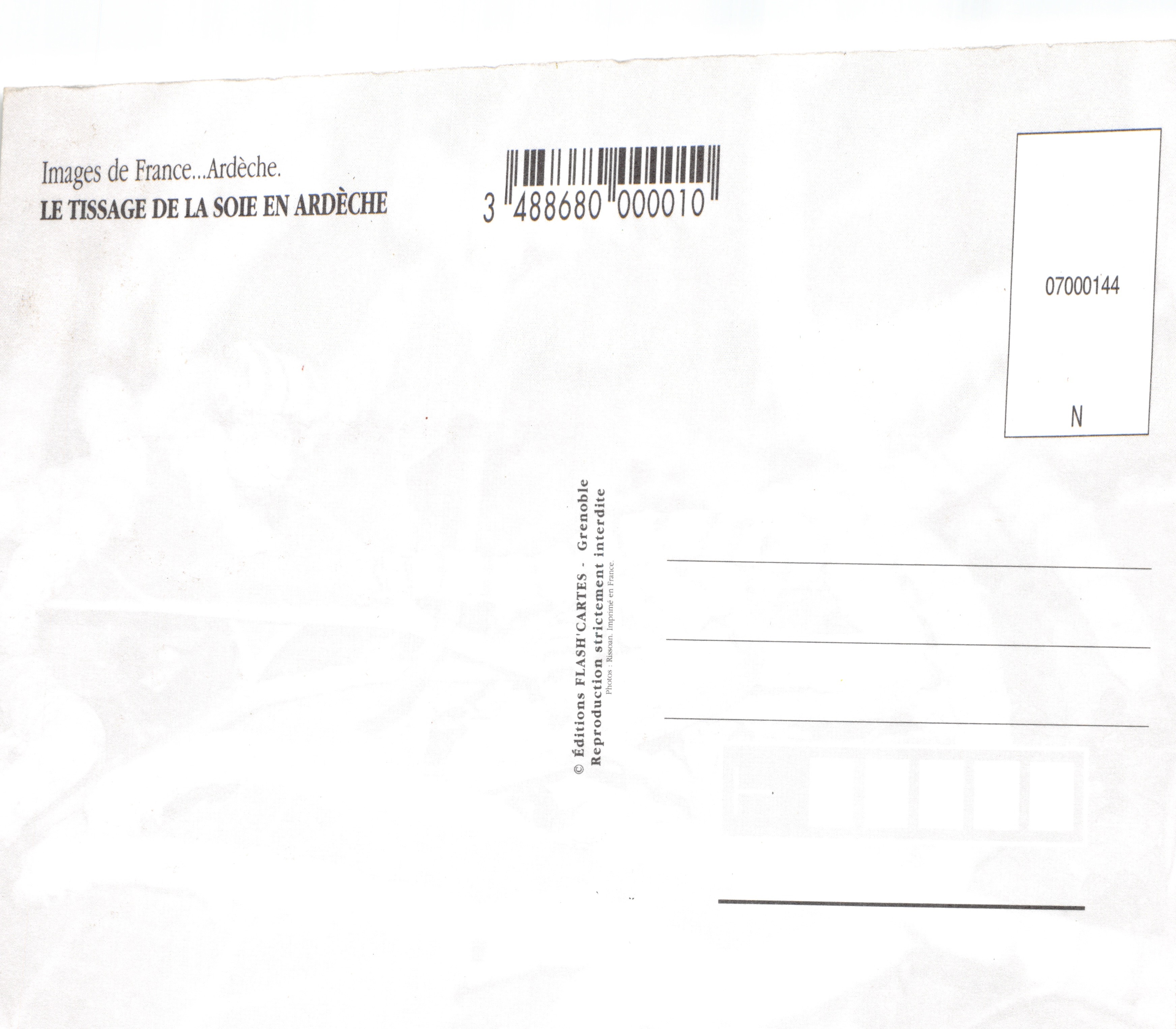La tessitura della seta nell'Ardèche — processo della seta — Edizioni FLASH CARTES — Verso