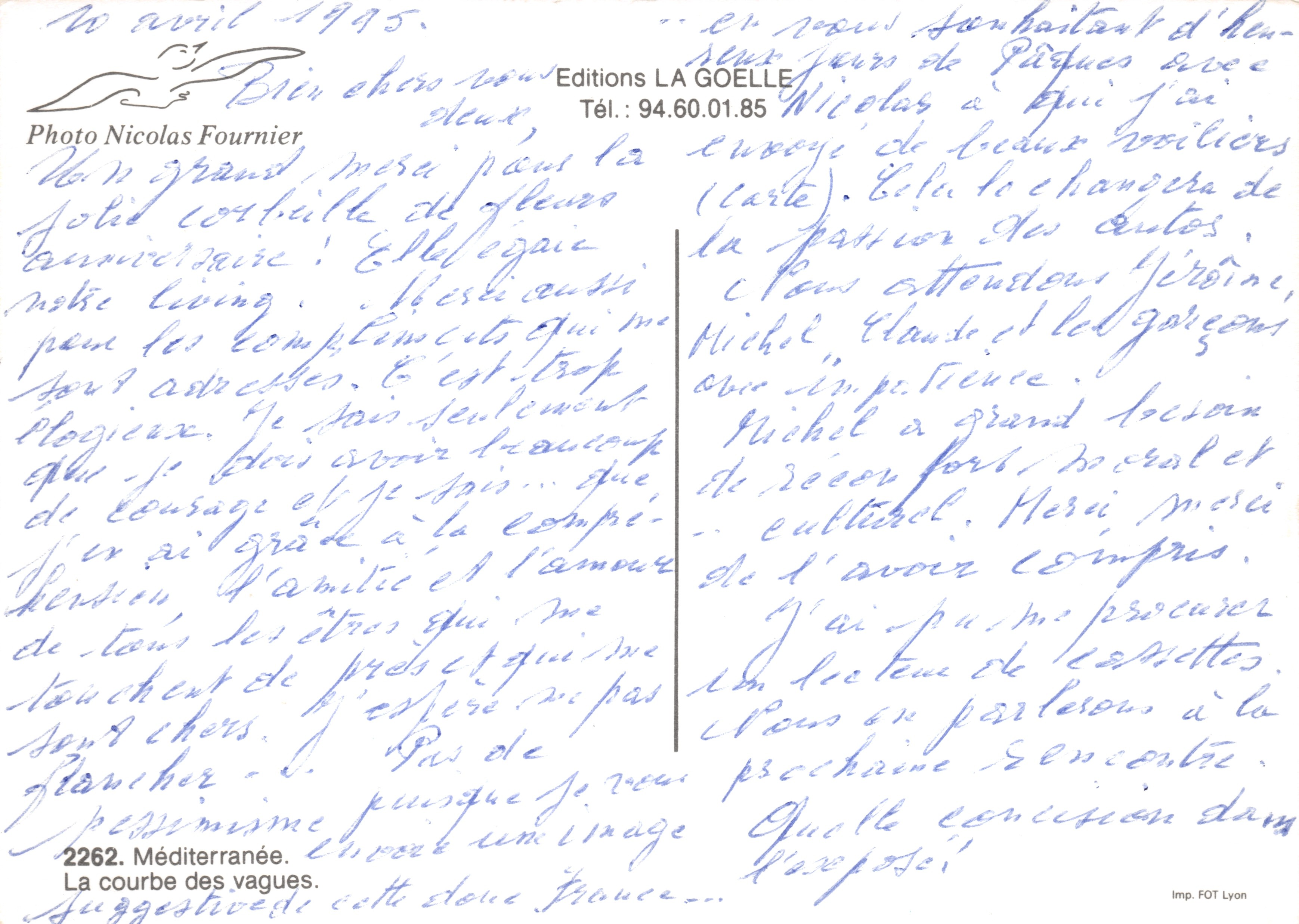 La courbe des vagues — vue de la Méditerranée — Éditions LA GOELLE, n° 2262 — Reverso