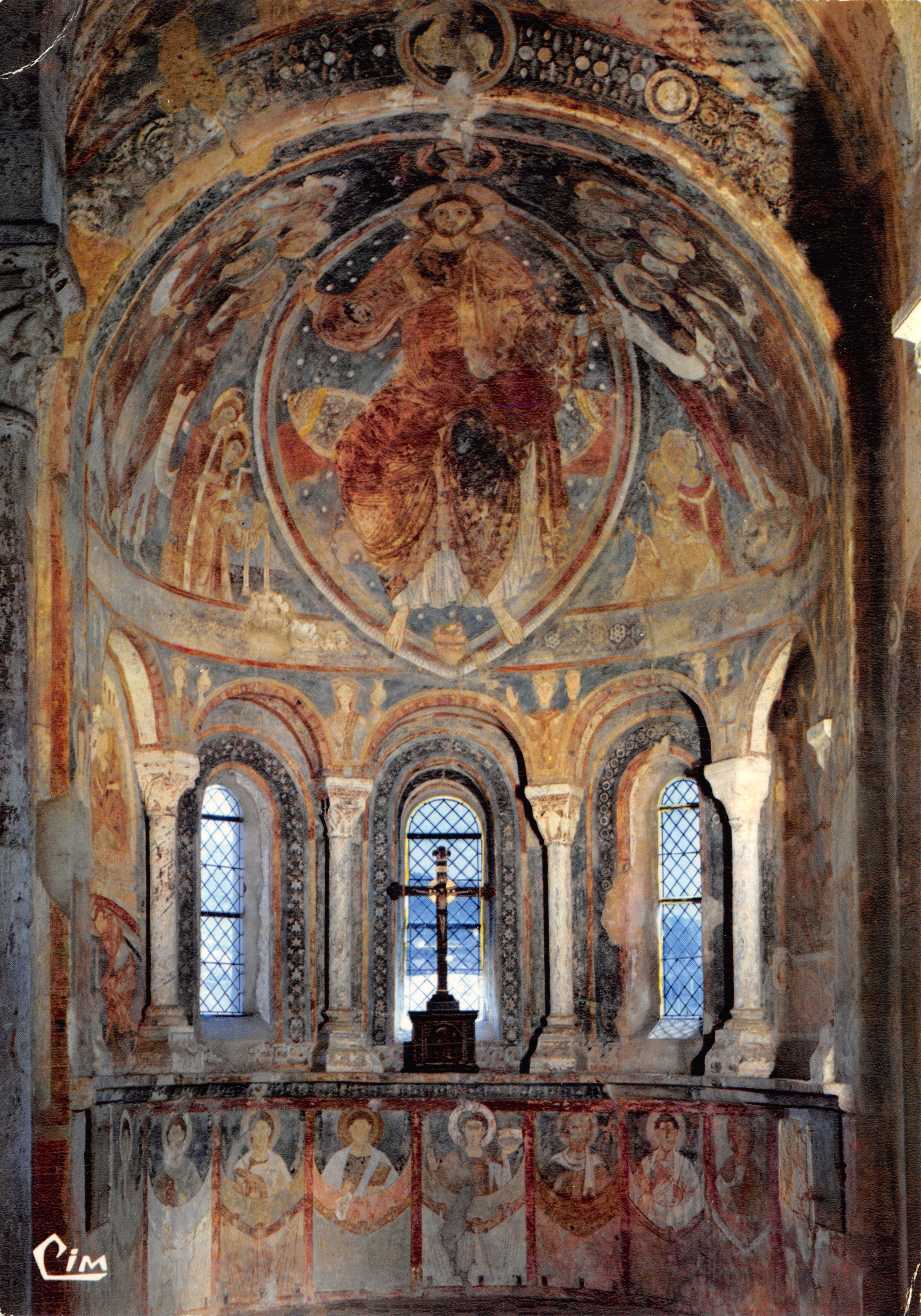 Berzé-la-Ville — Chapelle des Moines de Cluny, peintures murales de l'abside — Imprimeur Combier, n° 71.032.00.0006