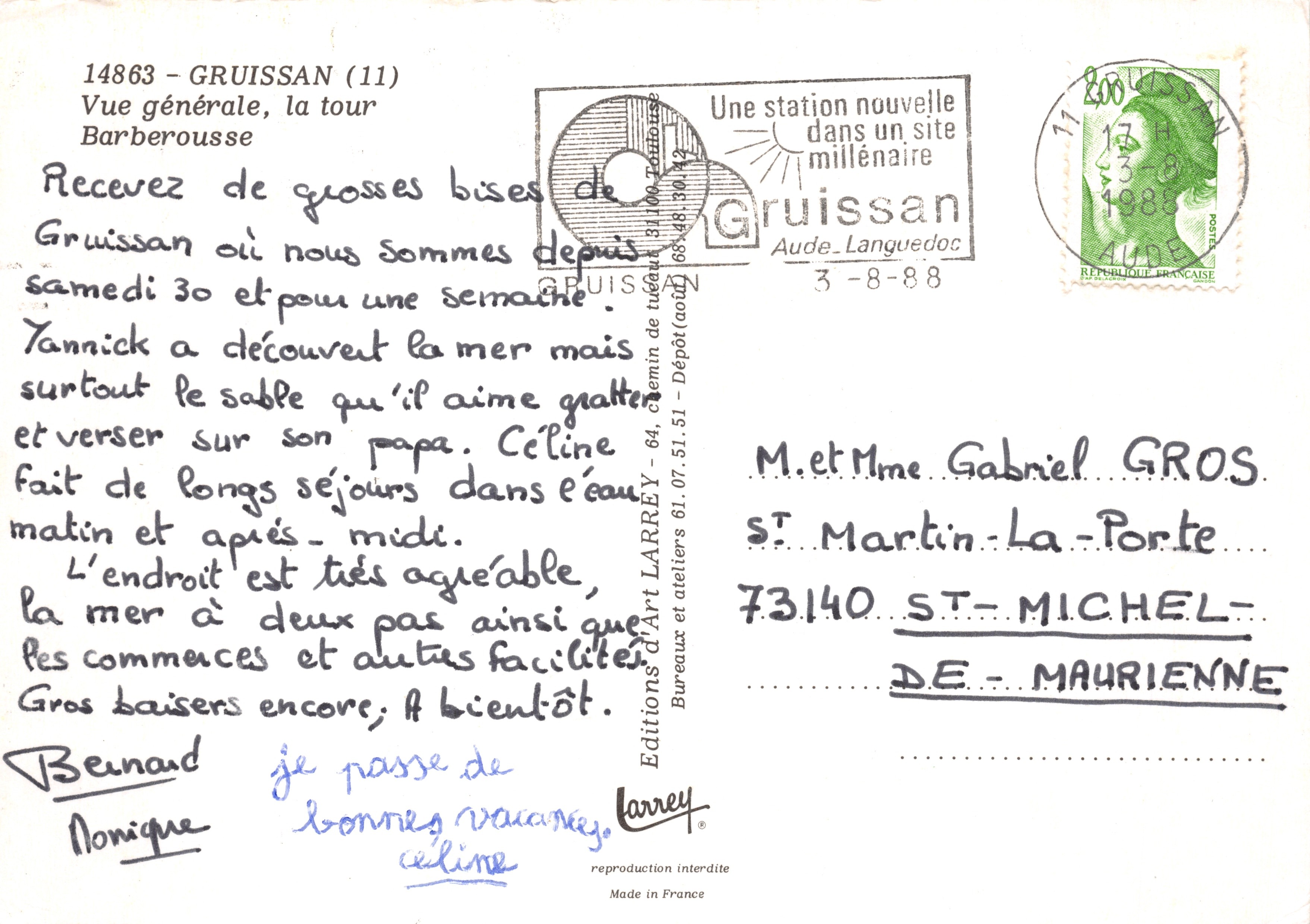 Gruissan (11) — Vista general, la Torre de Barberousse — Éditions d'Art Larrey — Reverso