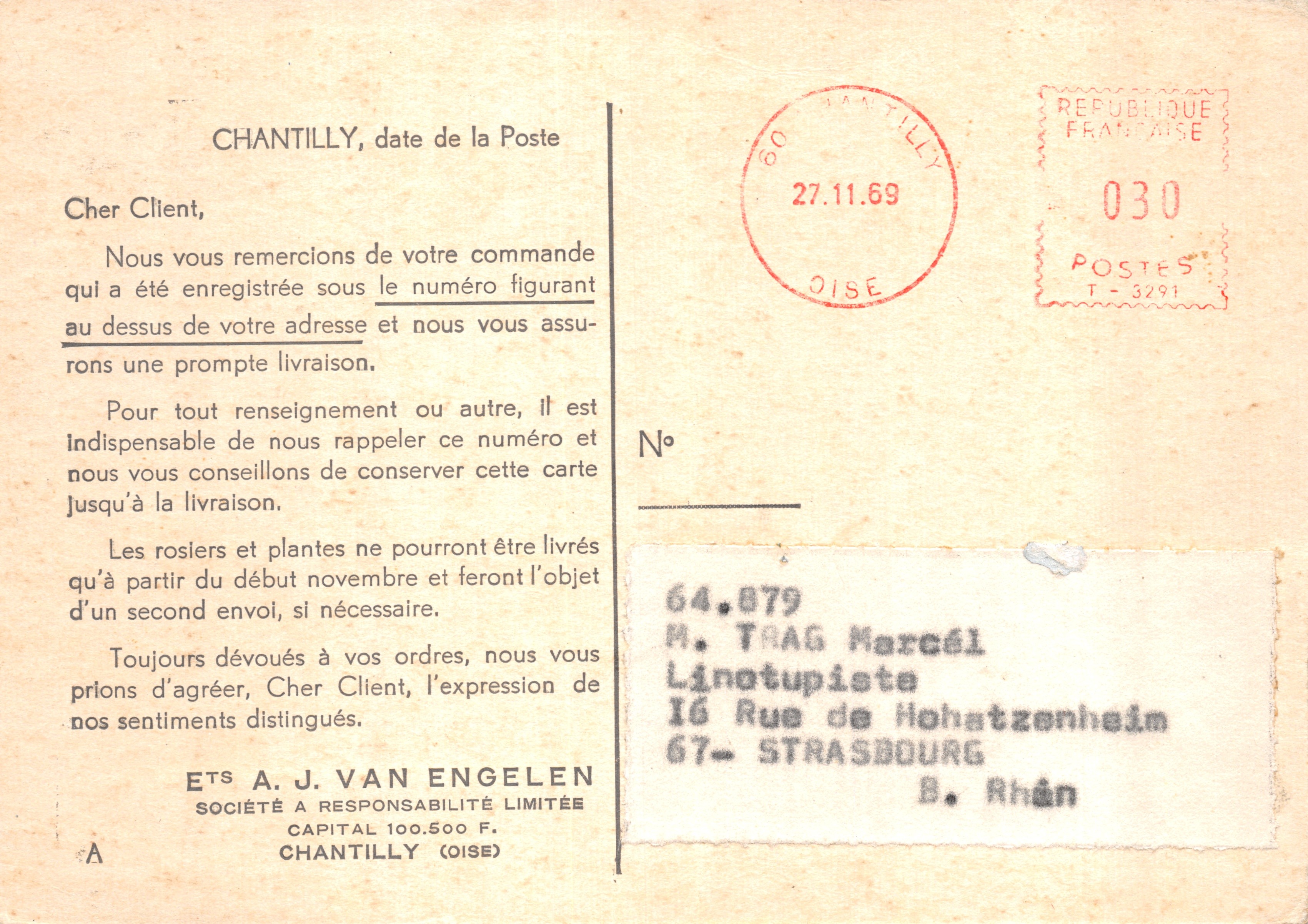 Jardín de tulipanes — A.J. VAN ENGELLEN N.V. HILLEGOM, n°15 — Reverso