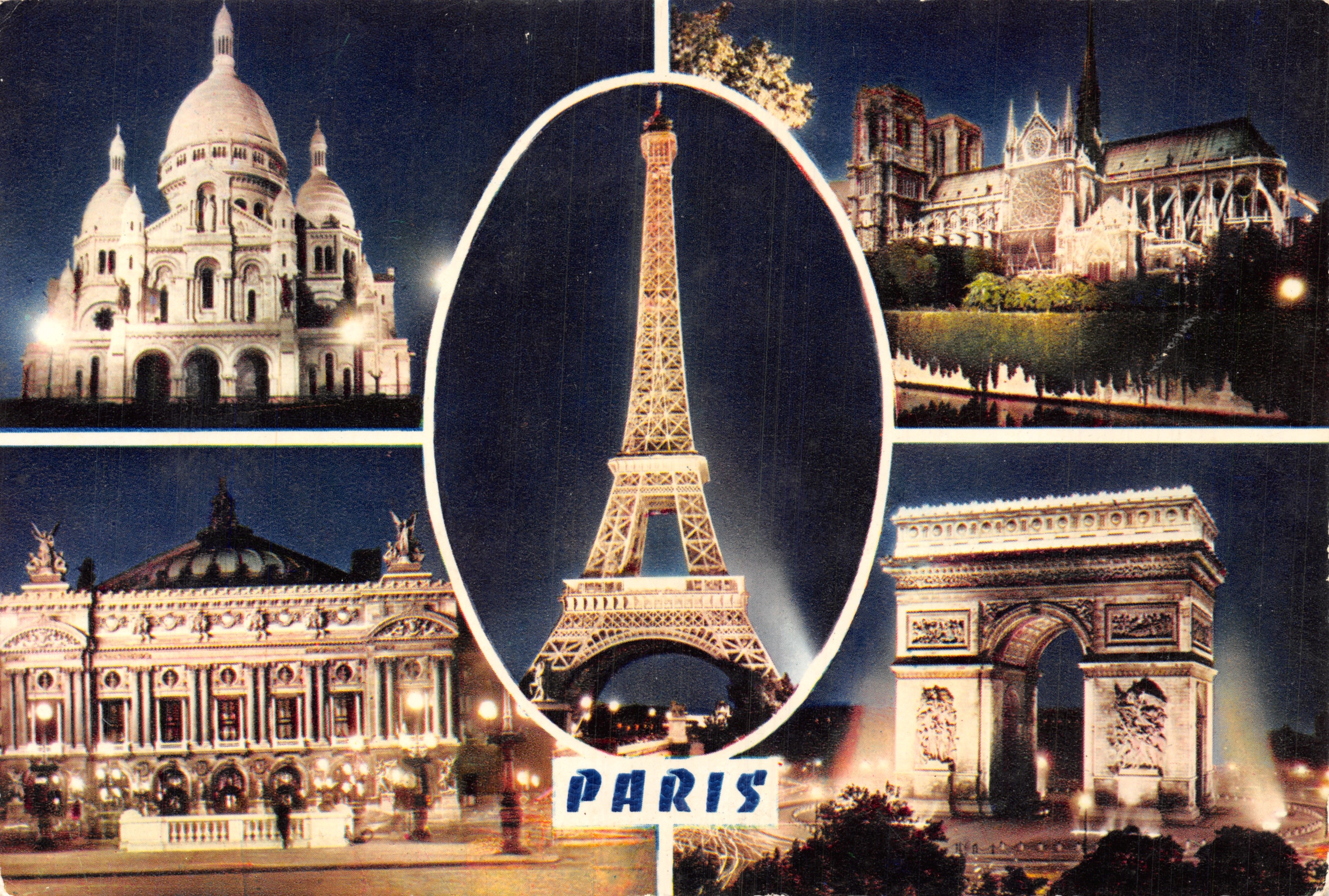Paris — vue nocturne des monuments — Éditeur MEXICHROME n°599