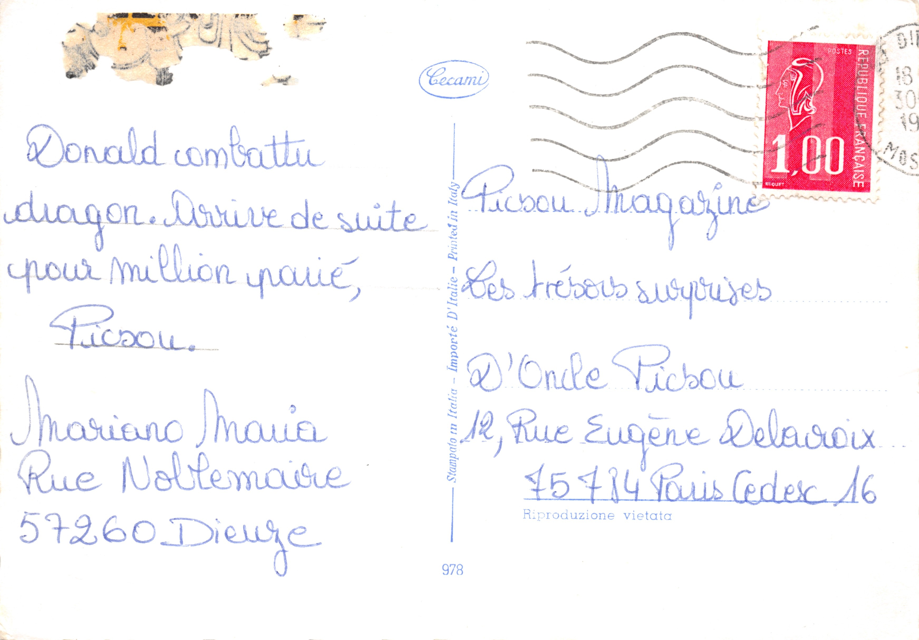Bergkerk — lenteaanzicht met pad en kinderen — uitgever Cecami, nr. 978 — Achterkant