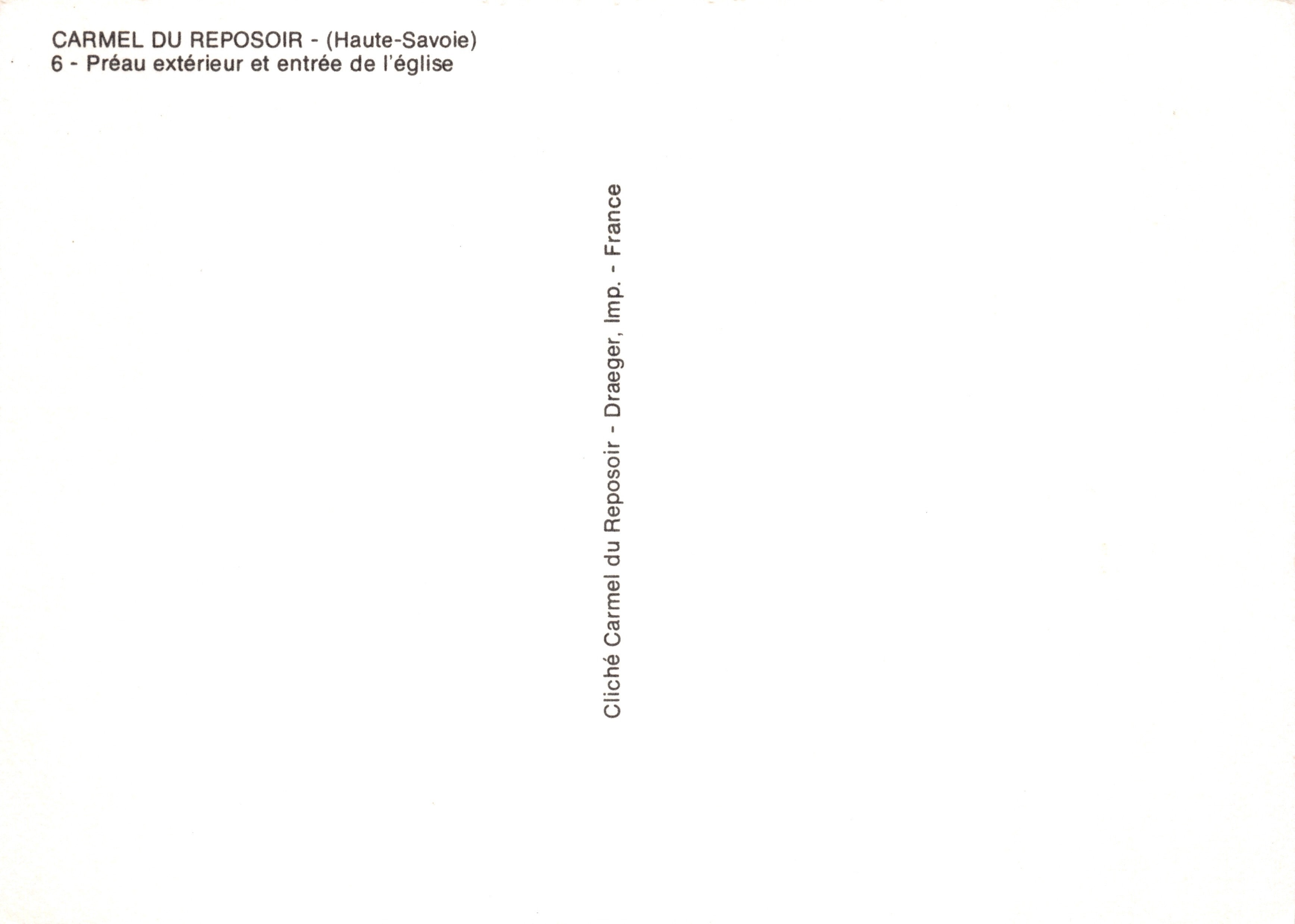 Carmel du Reposoir — Cortile interno con croce — Imp. Draeager — Verso