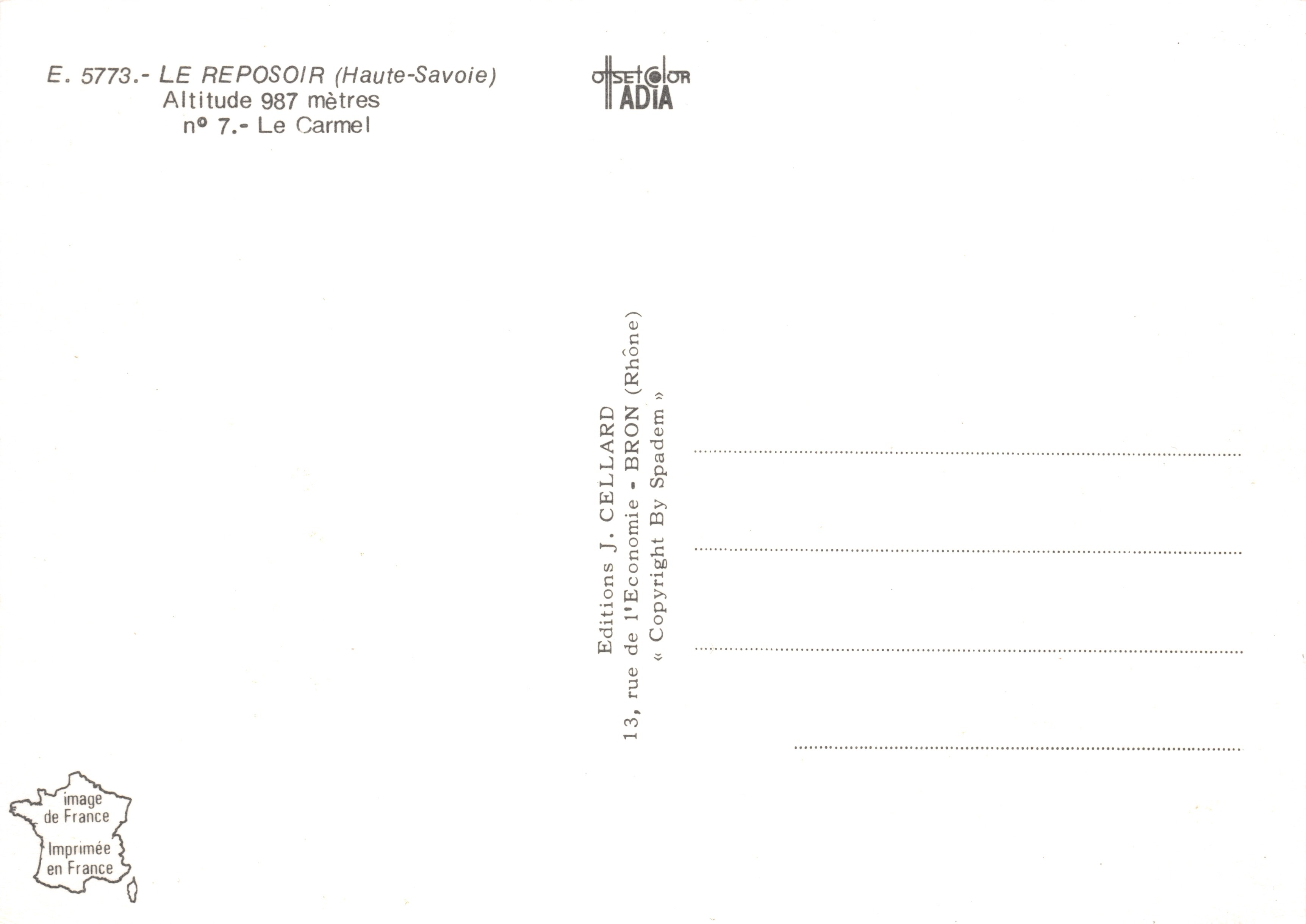 Le Reposoir — Abbaye du Carmel — Éditions J. Cellard — Verso