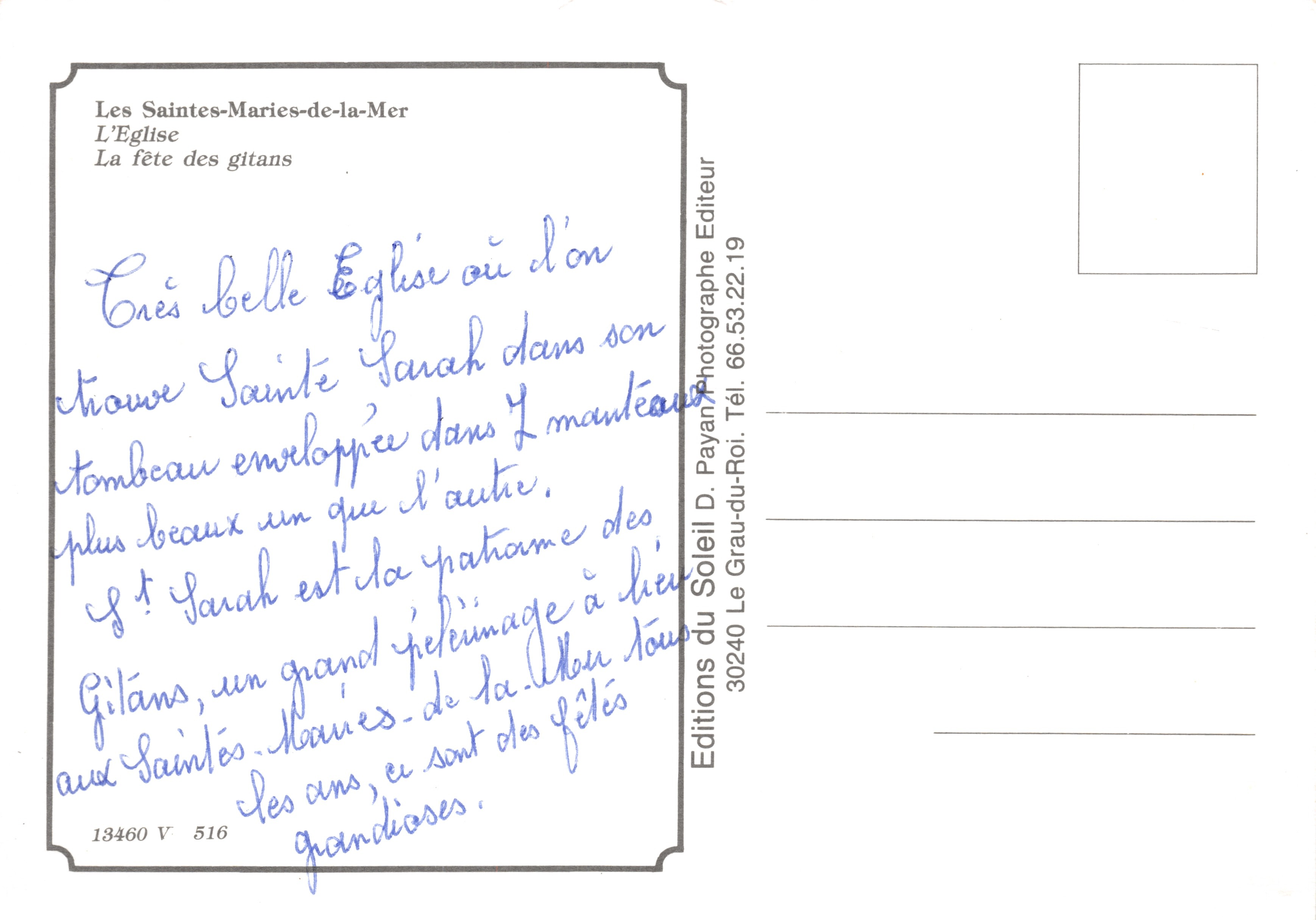 Les Saintes-Maries-de-la-Mer — kerk en feest van de gipsjes — uitgever Éditions du Soleil, n° 516 — Achterkant