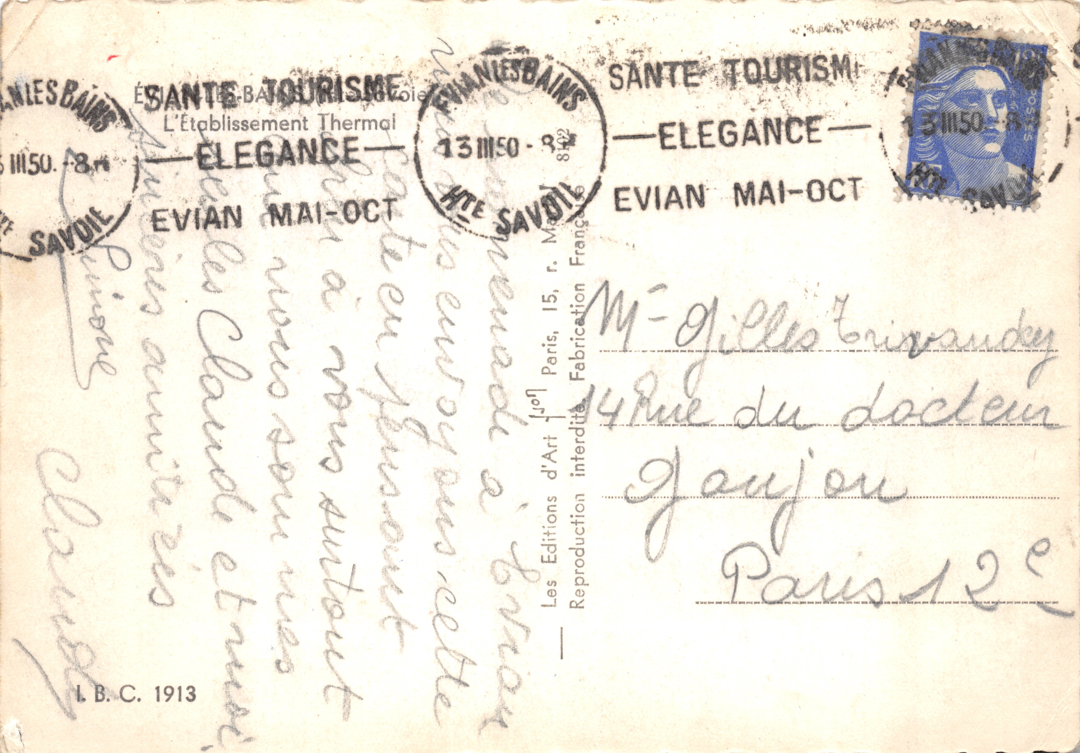 Évian-les-Bains — Therme — Les Éditions d'Art, Évian-les-Bains — Achterkant