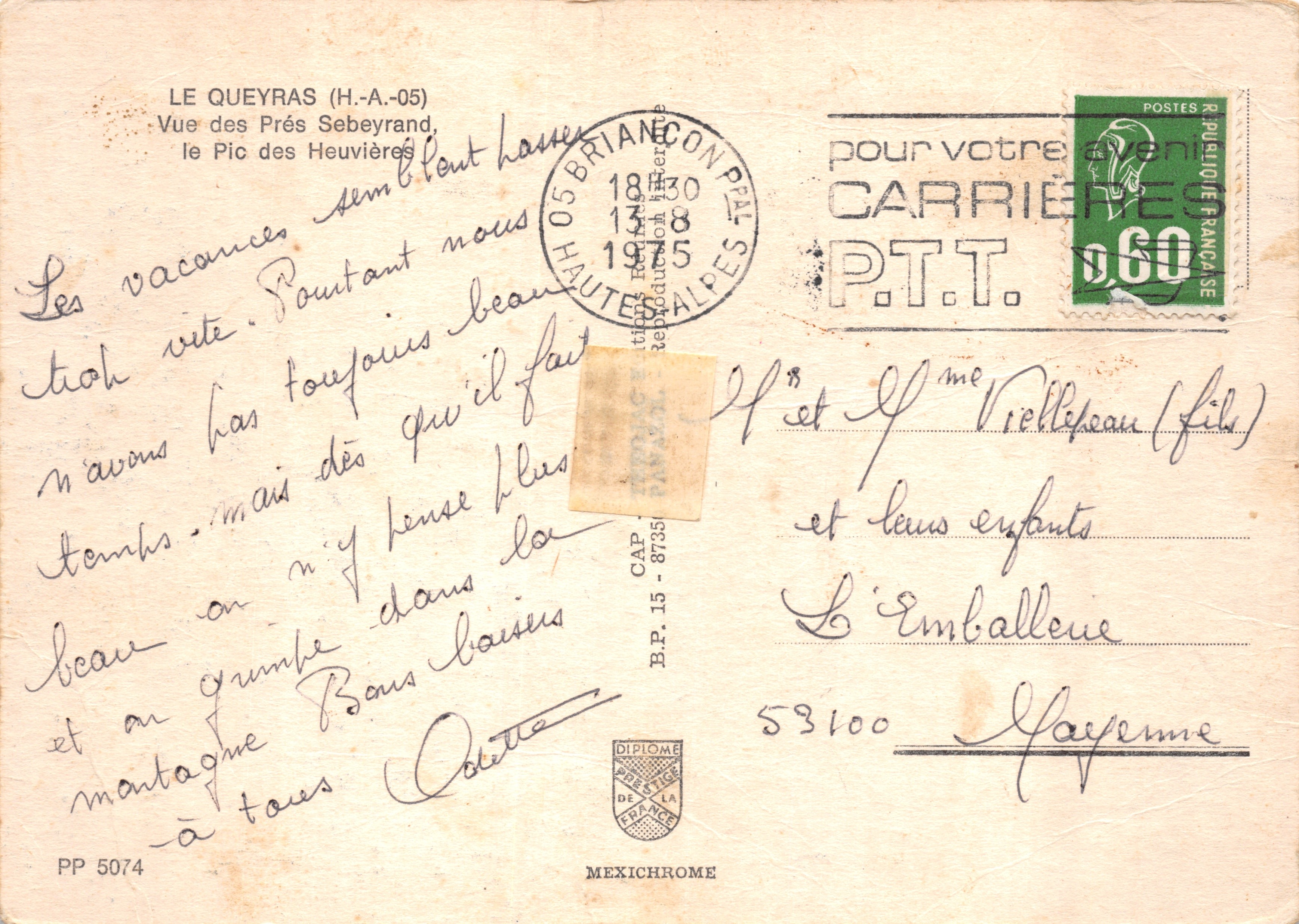 Vue des Prés Sebeyrand — le Pic des Heuvières — éditeur IRIS — Back
