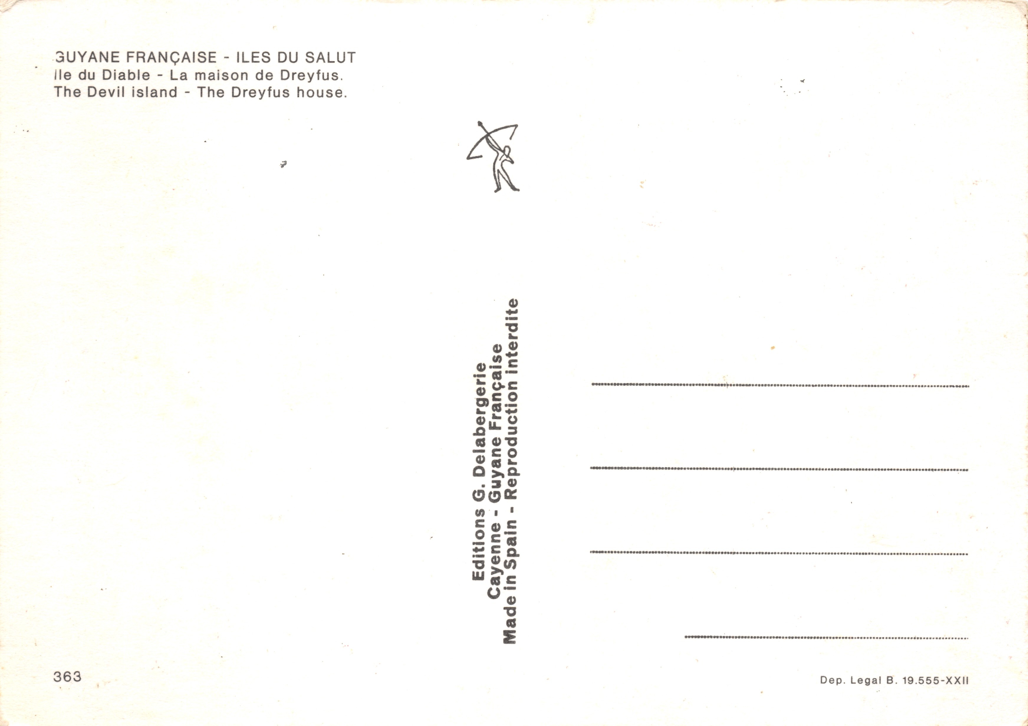 Isla del Diablo — Ruinas de la casa Dreyfus — Editions G. Delabergerie — Reverso