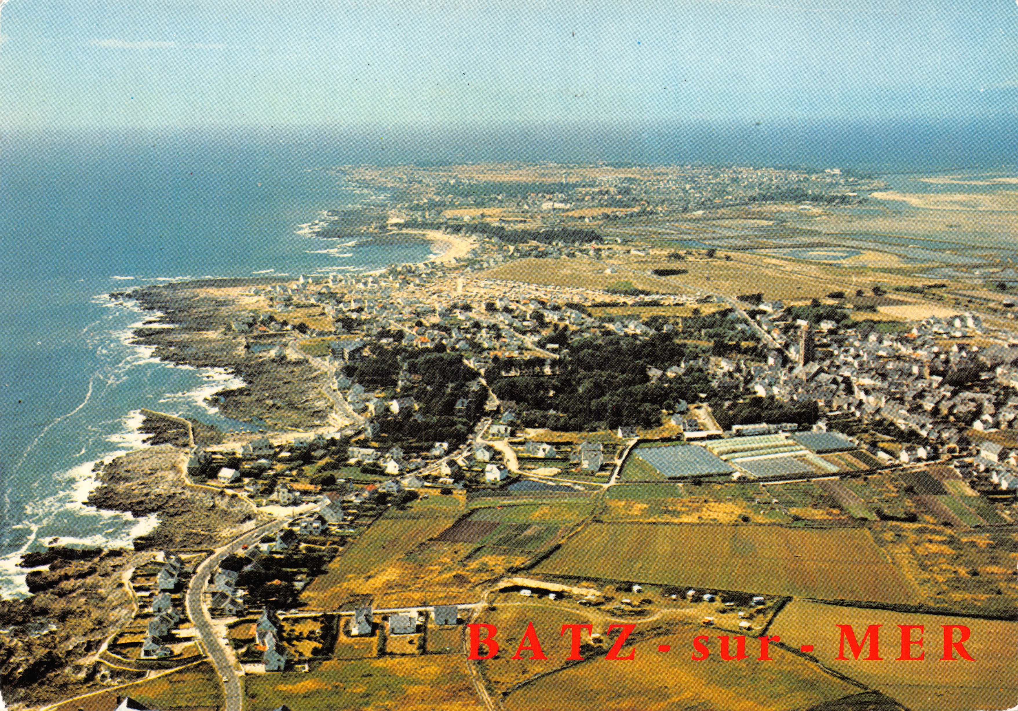 Batz-sur-Mer — vista aerea del paese e delle sue spiagge — Stampa sulla carta