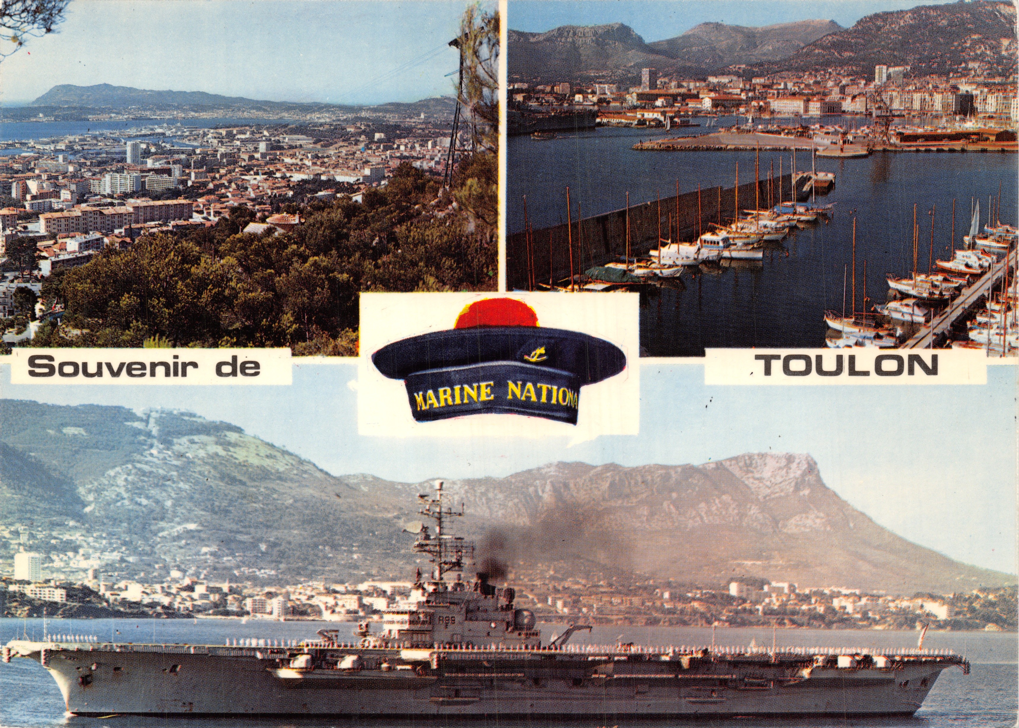 Toulon — vista panoramica e portaerei — editore Bandol