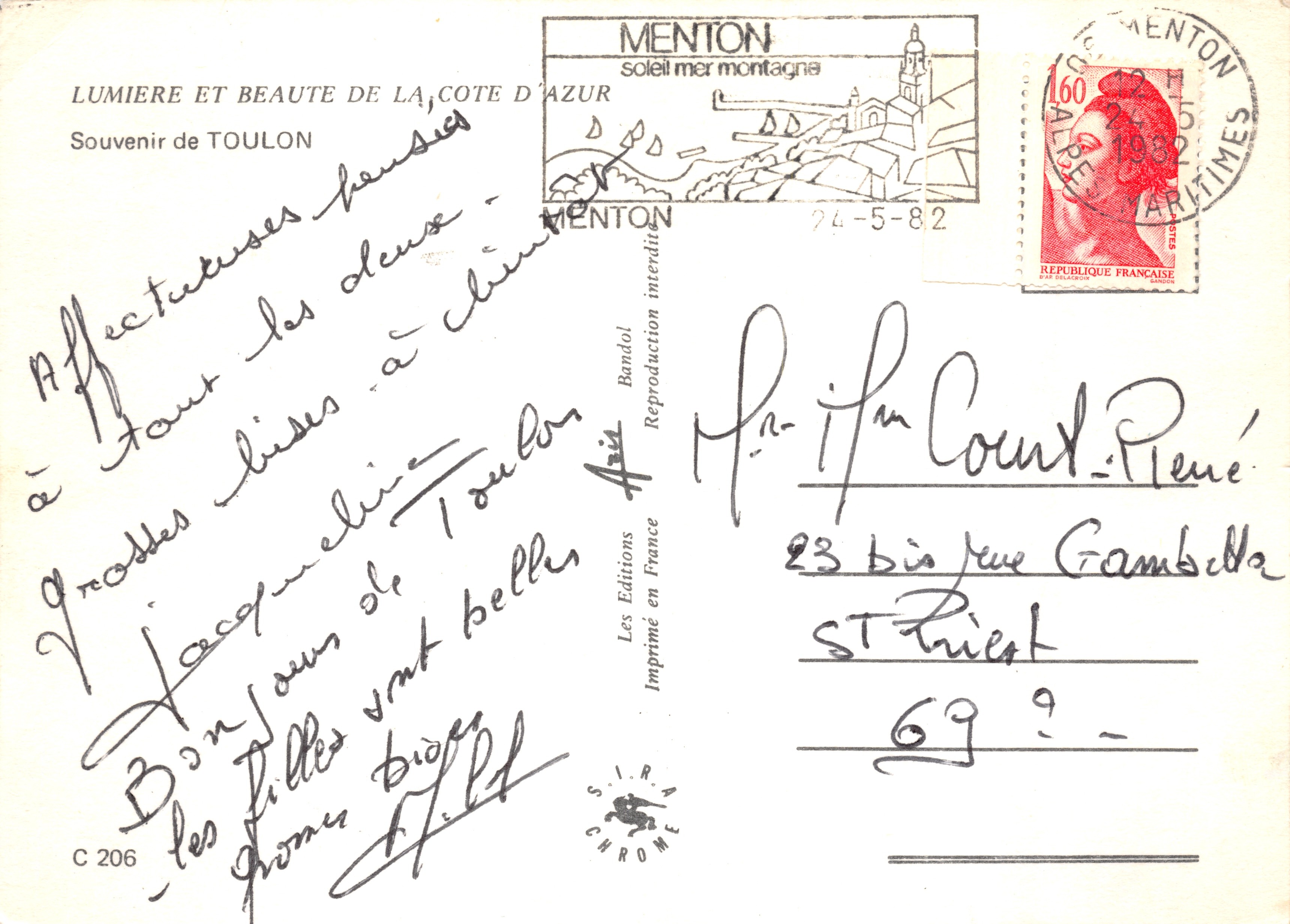 Toulon — vista panoramica e portaerei — editore Bandol — Verso