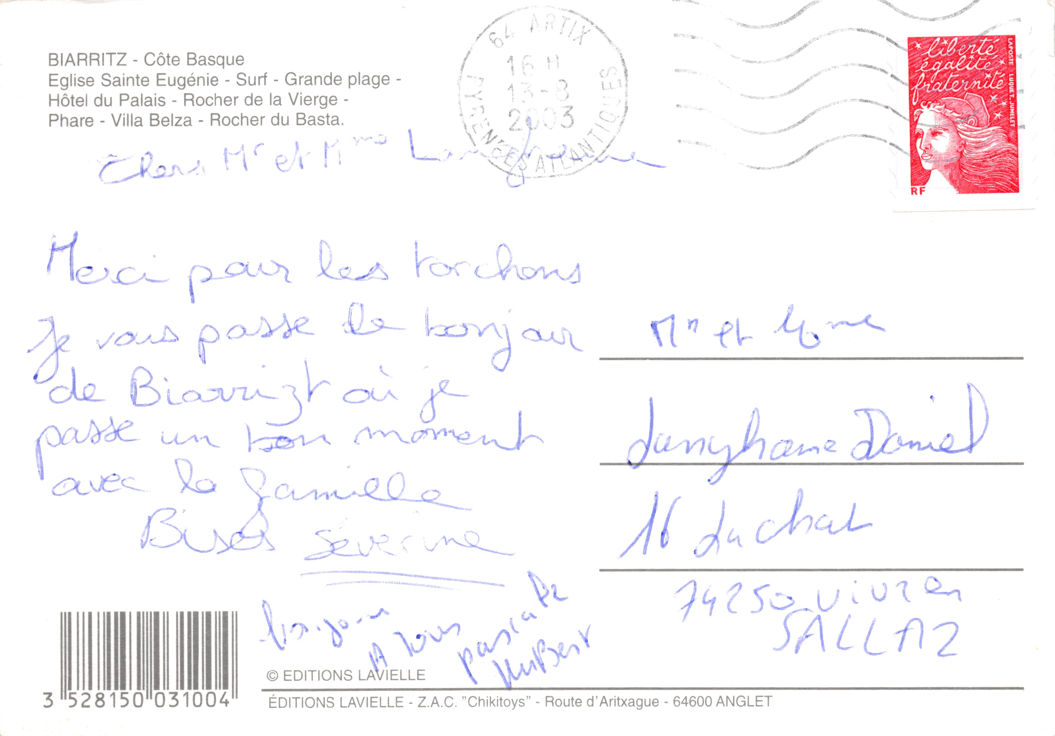 Biarritz — Côte Basque — Éditions Lavielle — Verso