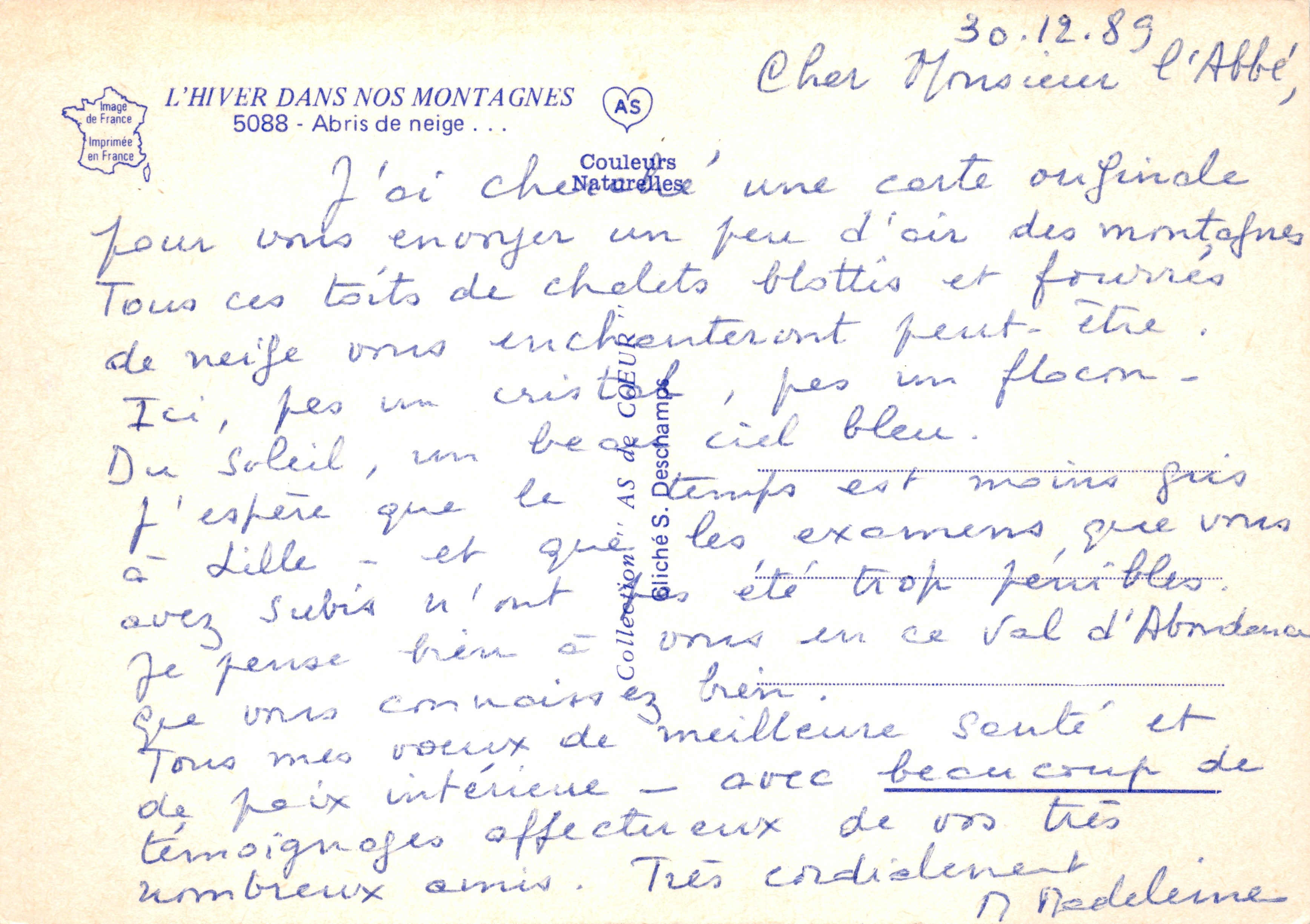 Snowy Village — Roofs Covered in Snow — Publisher L'HIVER DANS NOS MONTAGNES, no. 5088 — Back