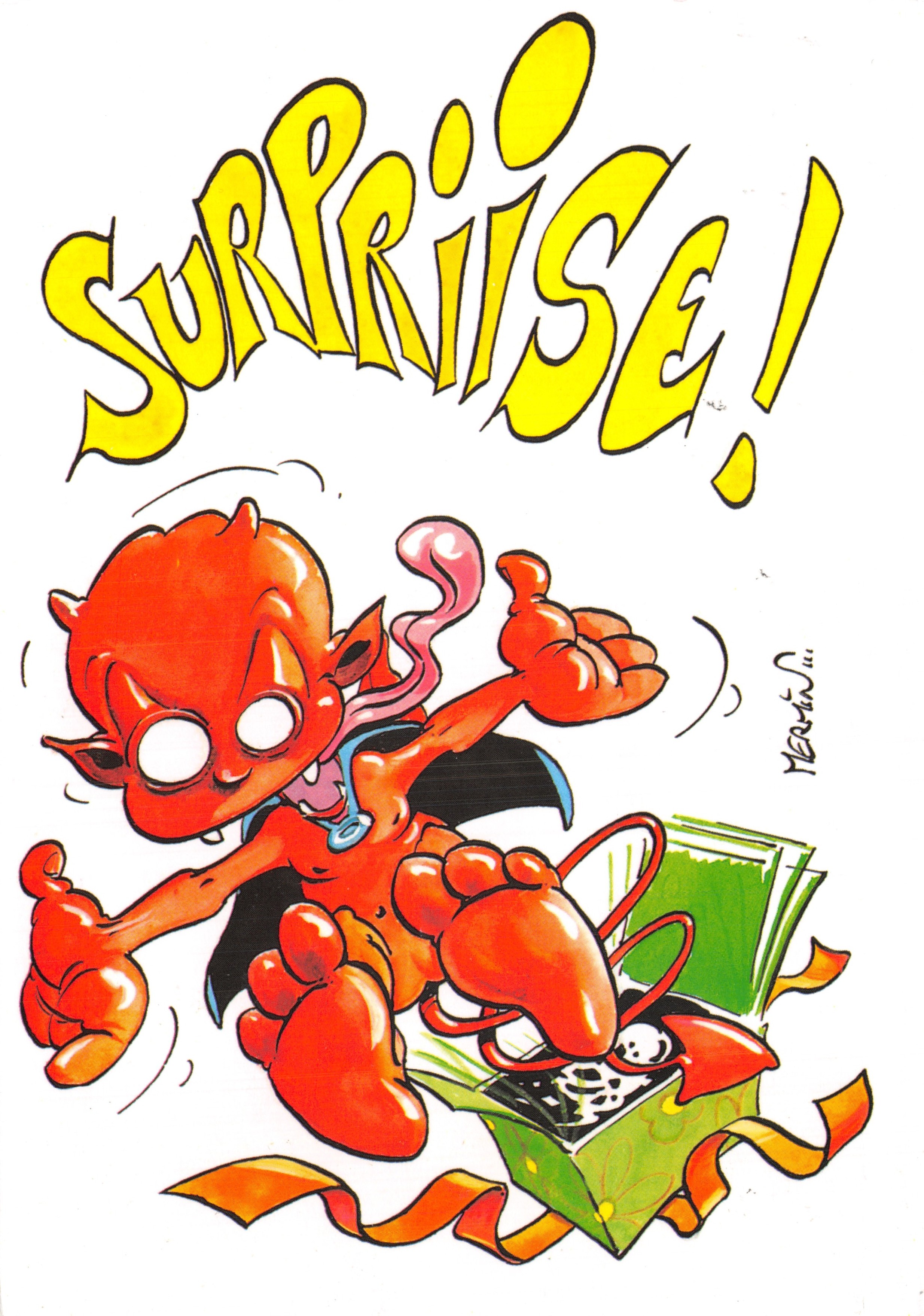 Los Pequeños Demonios — dibujo de un diablo rojo alegre saliendo de una caja sorpresa — editor E.F.C. n° 3_488680_000072