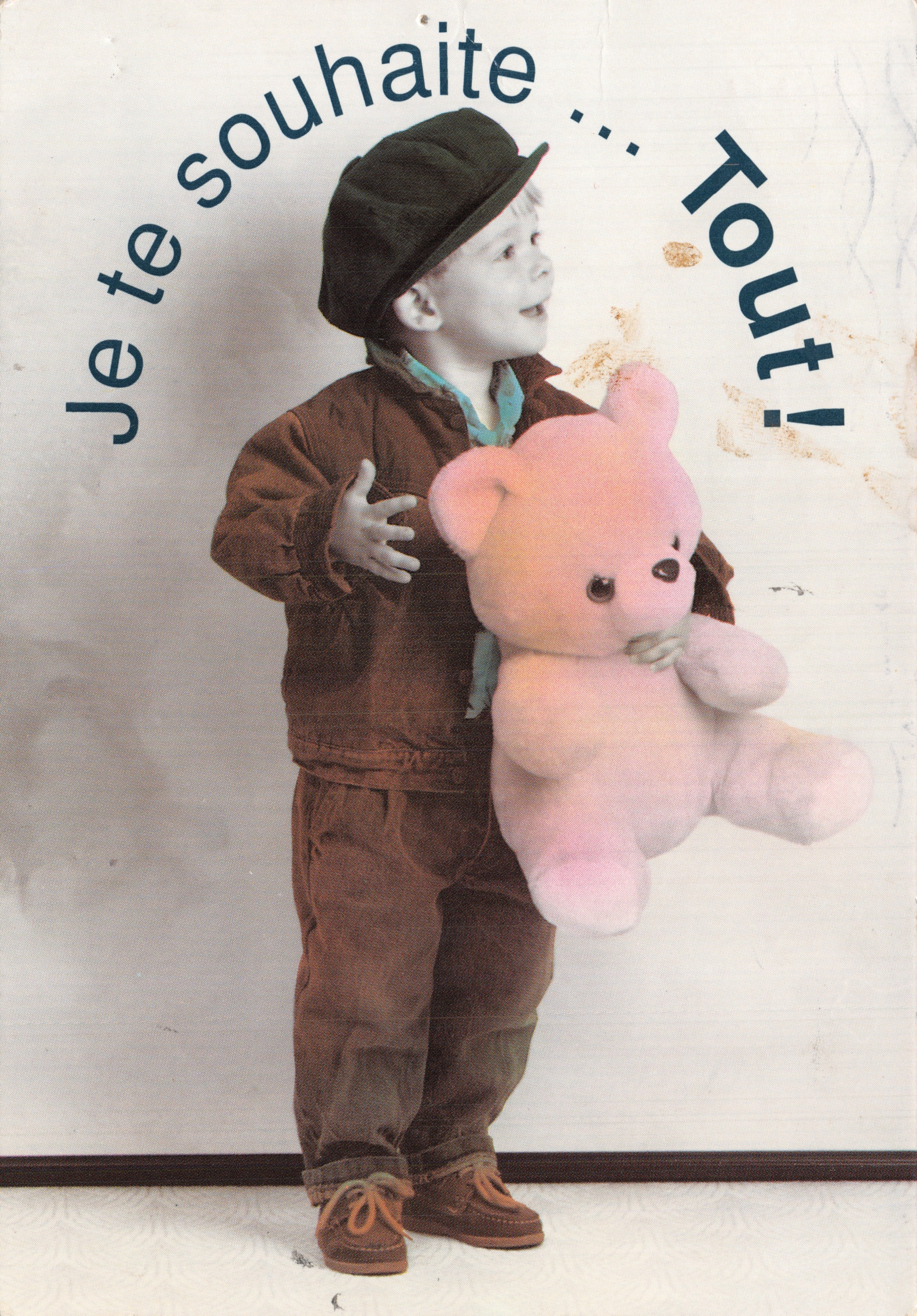Child with stuffed bear — I wish you ... Everything! — Publisher: Lannoo • graphic