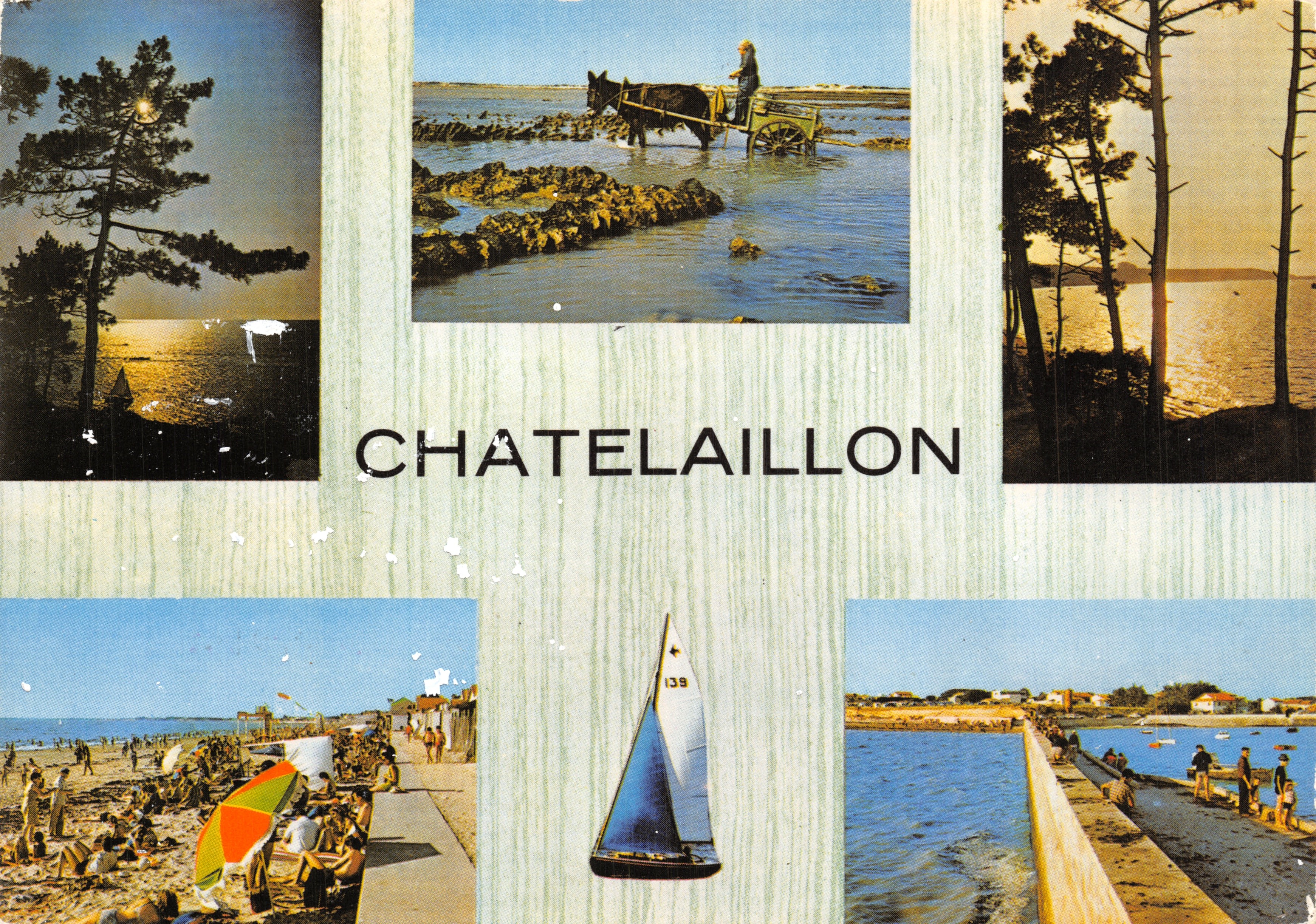 Châtelailлон — vista panorámica con playa, bouchoteurs y velero — editor (FHO) © cap-théopic