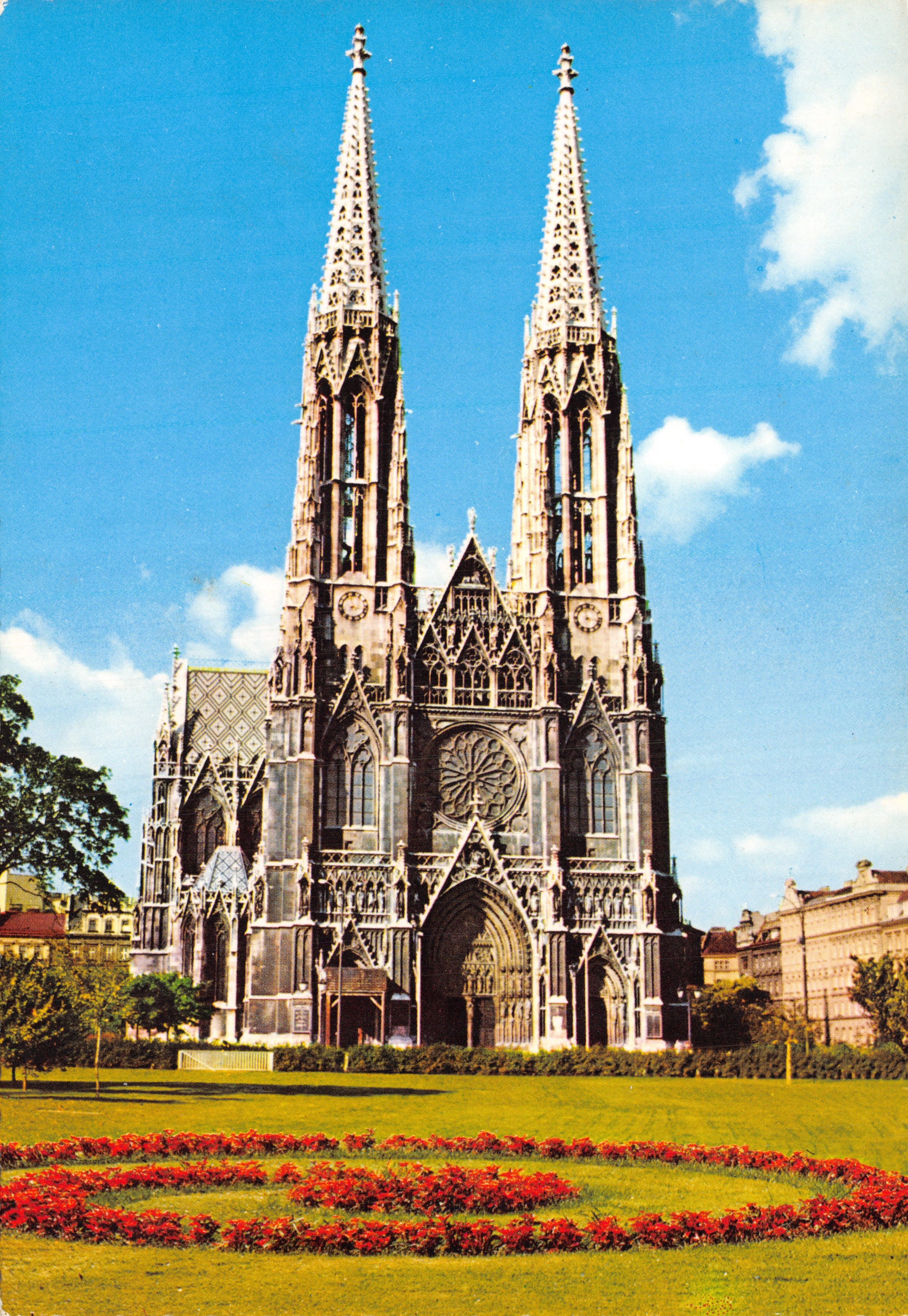 Wenen, Votieve kerk — neogotische kathedraal met twee spitsen — uitgever mapa, n° W105
