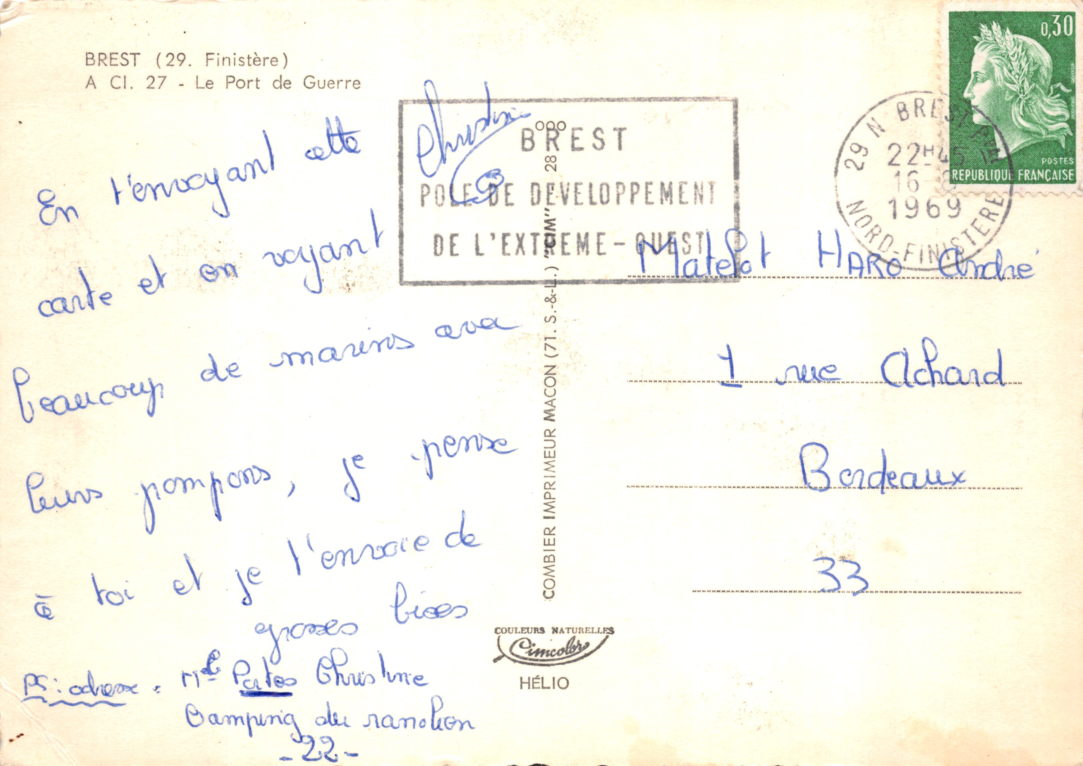 Brest (29. Finistère) — Puerto militar — Editor Combier — Reverso