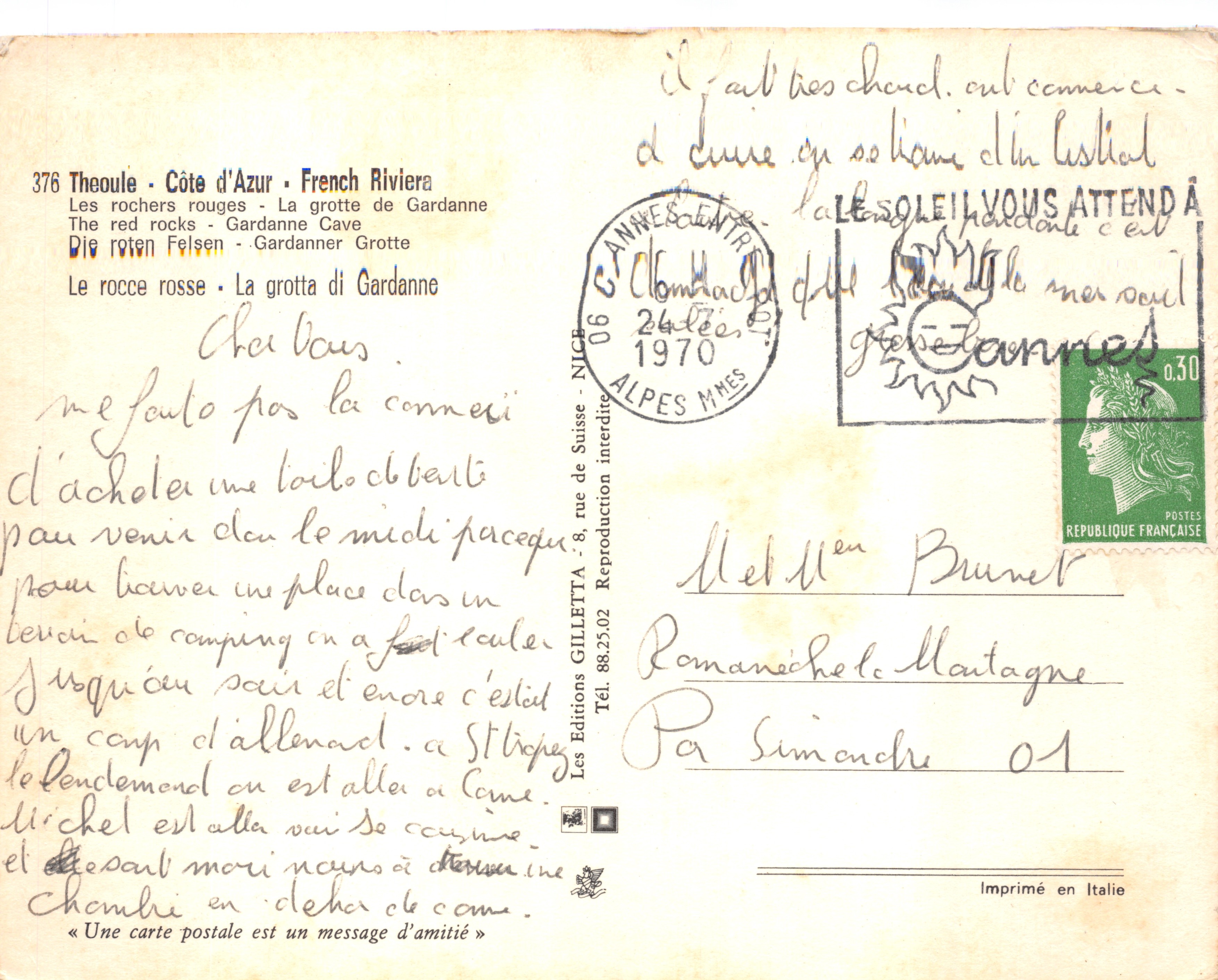 Die roten Felsen - Die Höhle von Gardanne — Editions GILLET, Nr. 376 — Rückseite
