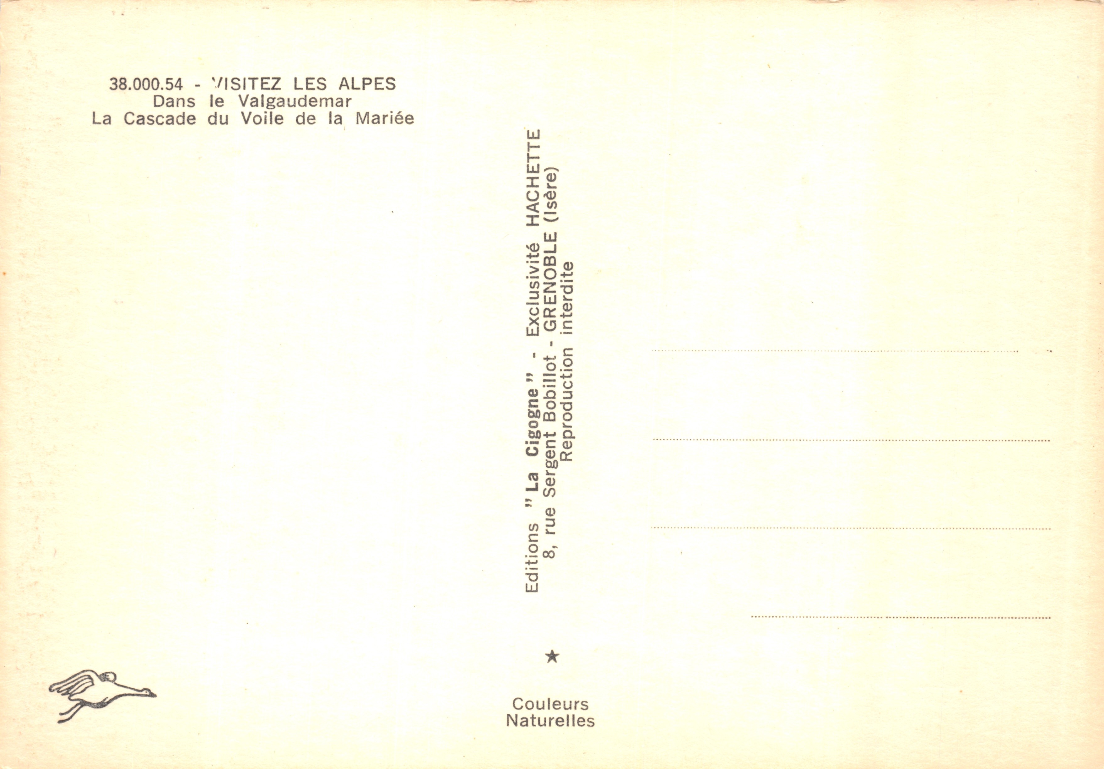 De waterval van het Wittebruilid — Valgaudemar (Isère) — Éditions La Cigogne — Achterkant