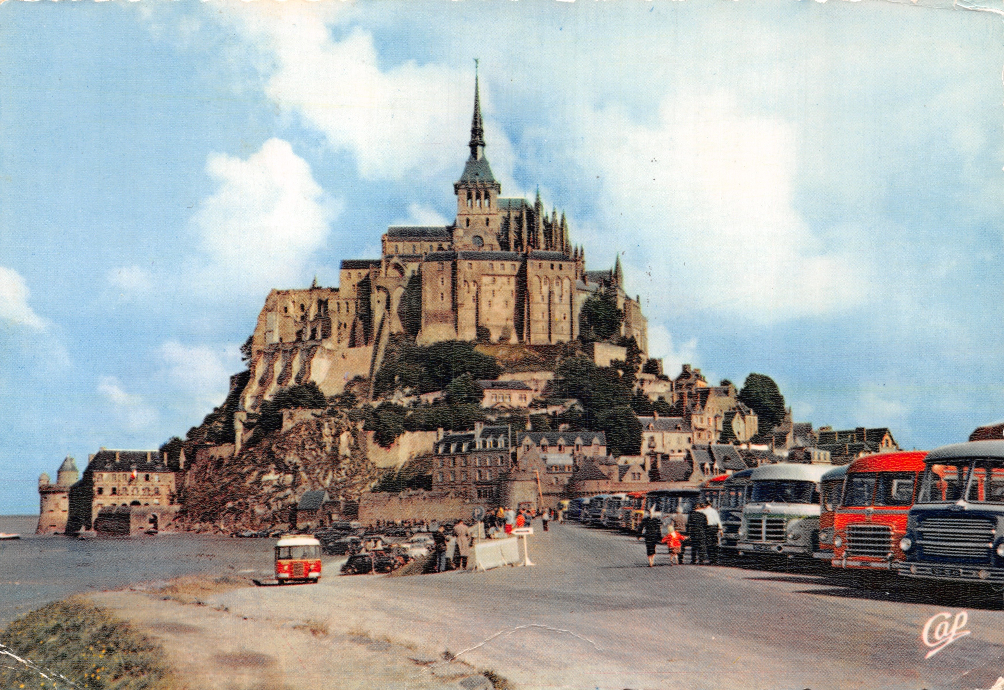 Mont Saint-Michel — vista general de la llegada a La Grève — editor Cie des Arts Photomécaniques, n.º 944