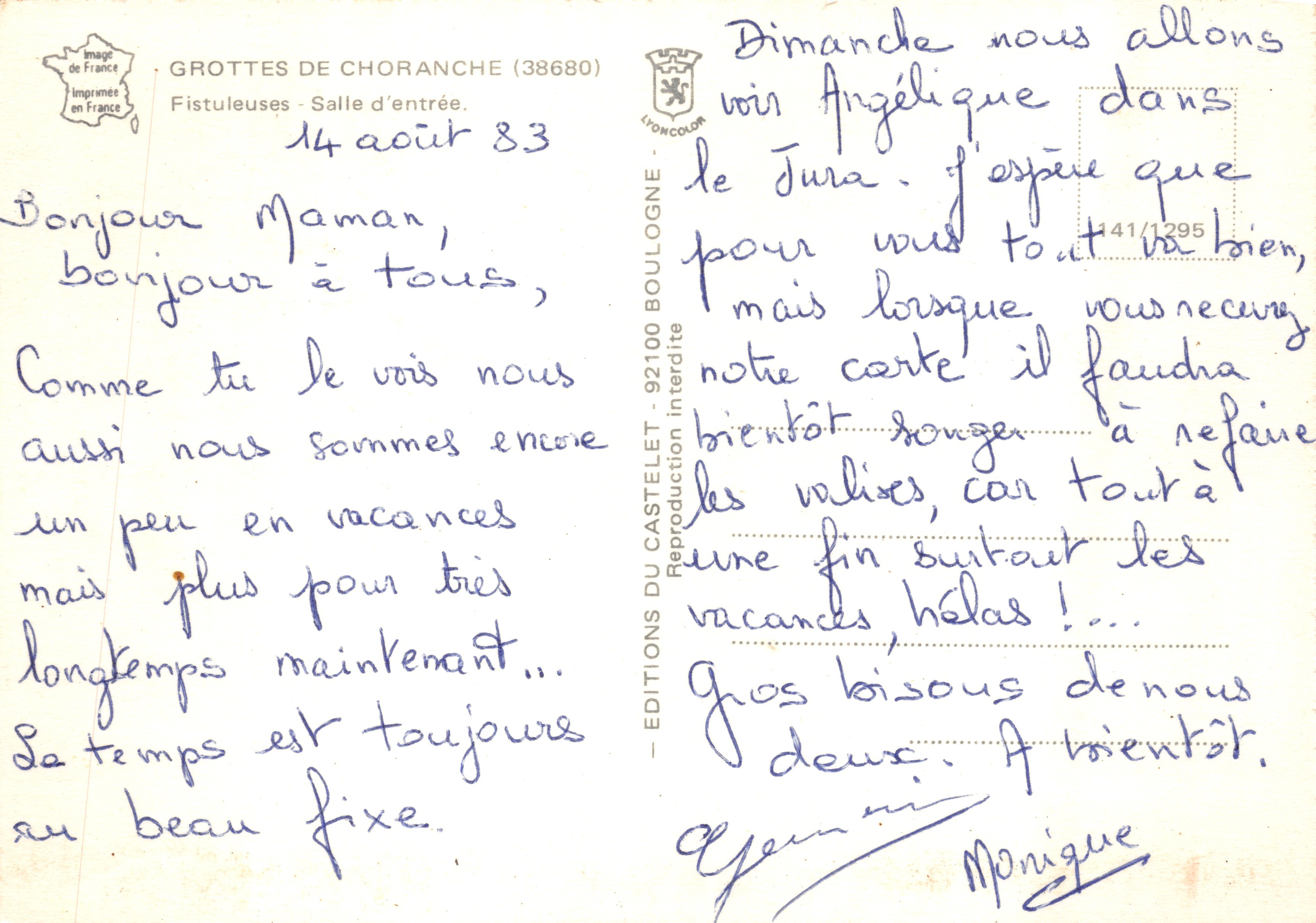 Grotte di Choranche — Sala d'ingresso — Éditions du Castelet — Verso
