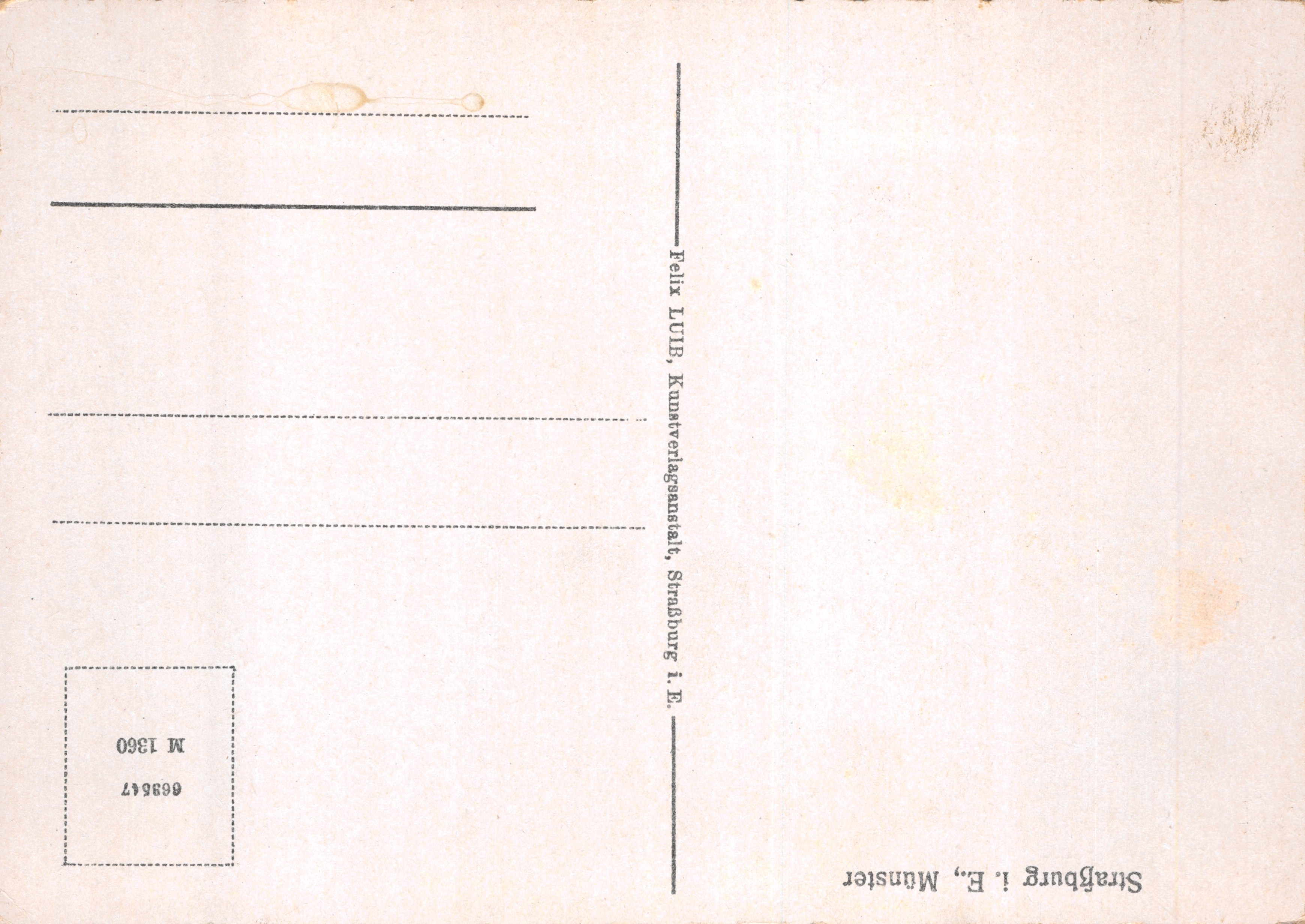 Kathedraal Notre-Dame van Straatsburg — weergave van de gevel en de spits — uitgever Felix LUB, Straatsburg i. E. — Achterkant