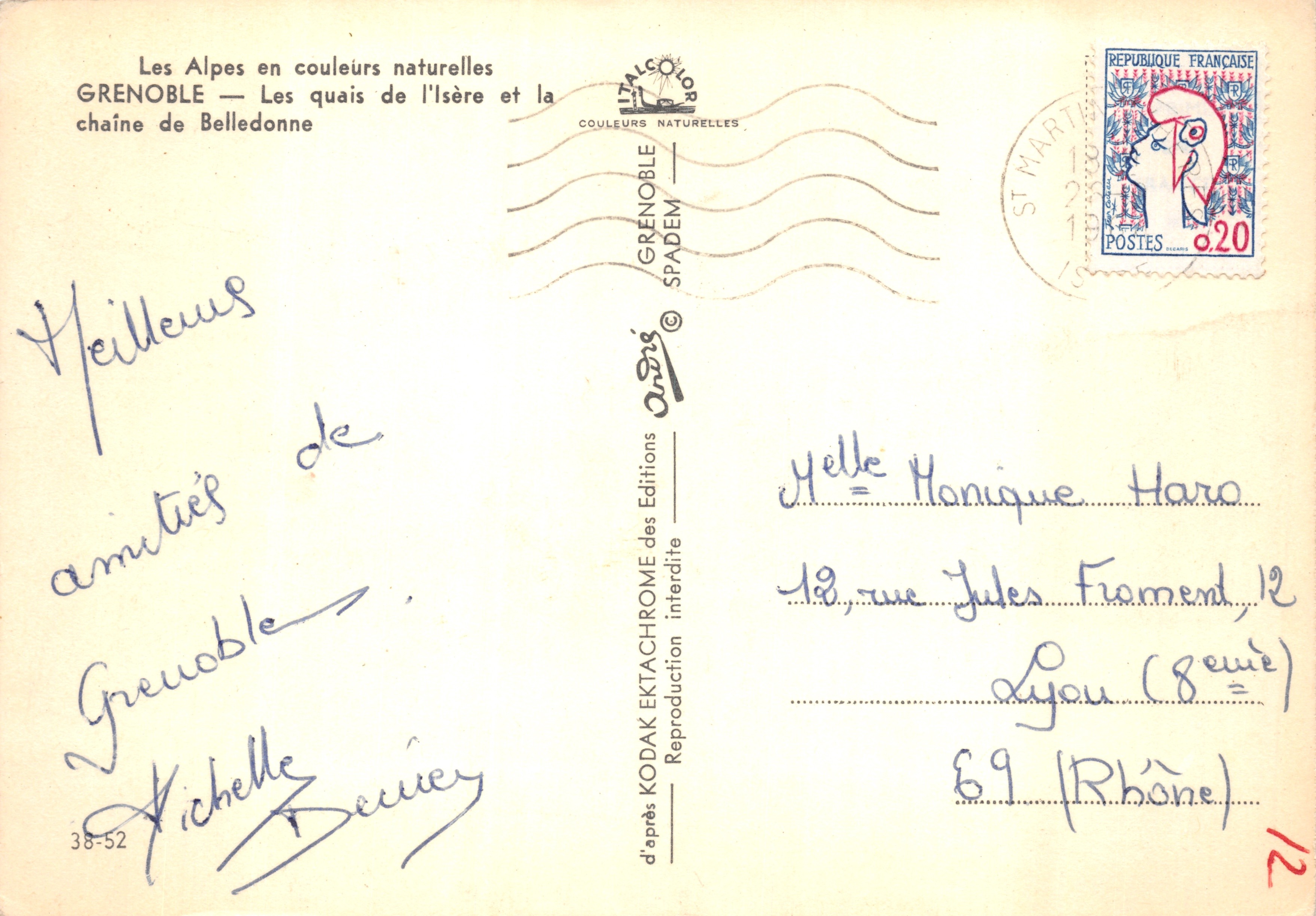 Grenoble — Les quais de l'Isère et la chaîne de Belledonne — Éditions SPADÈM — Verso