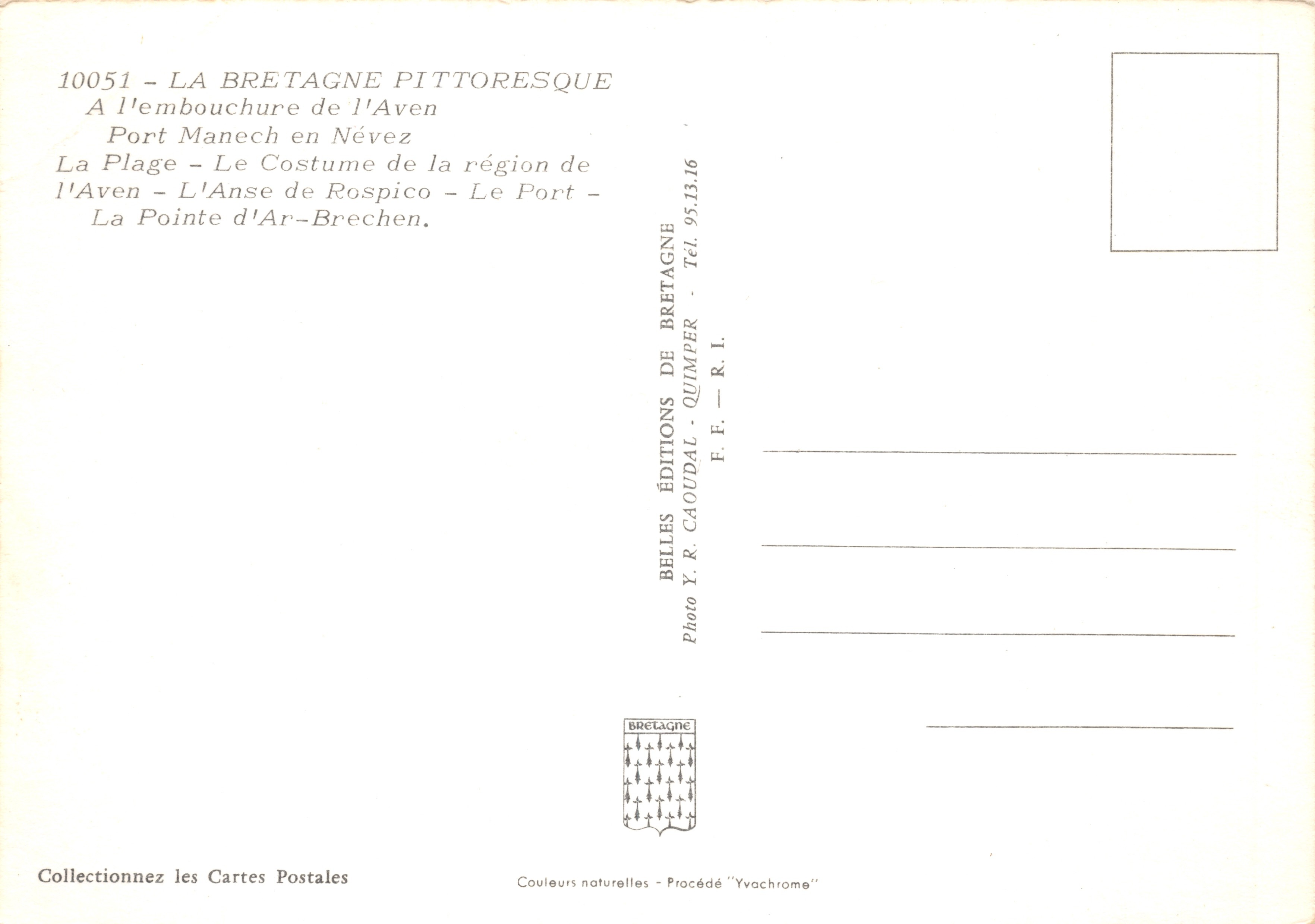 Port-Manech — vista della spiaggia, un abito bretonico e paesaggi costieri — Éditions Y.R. Caoudal — Verso