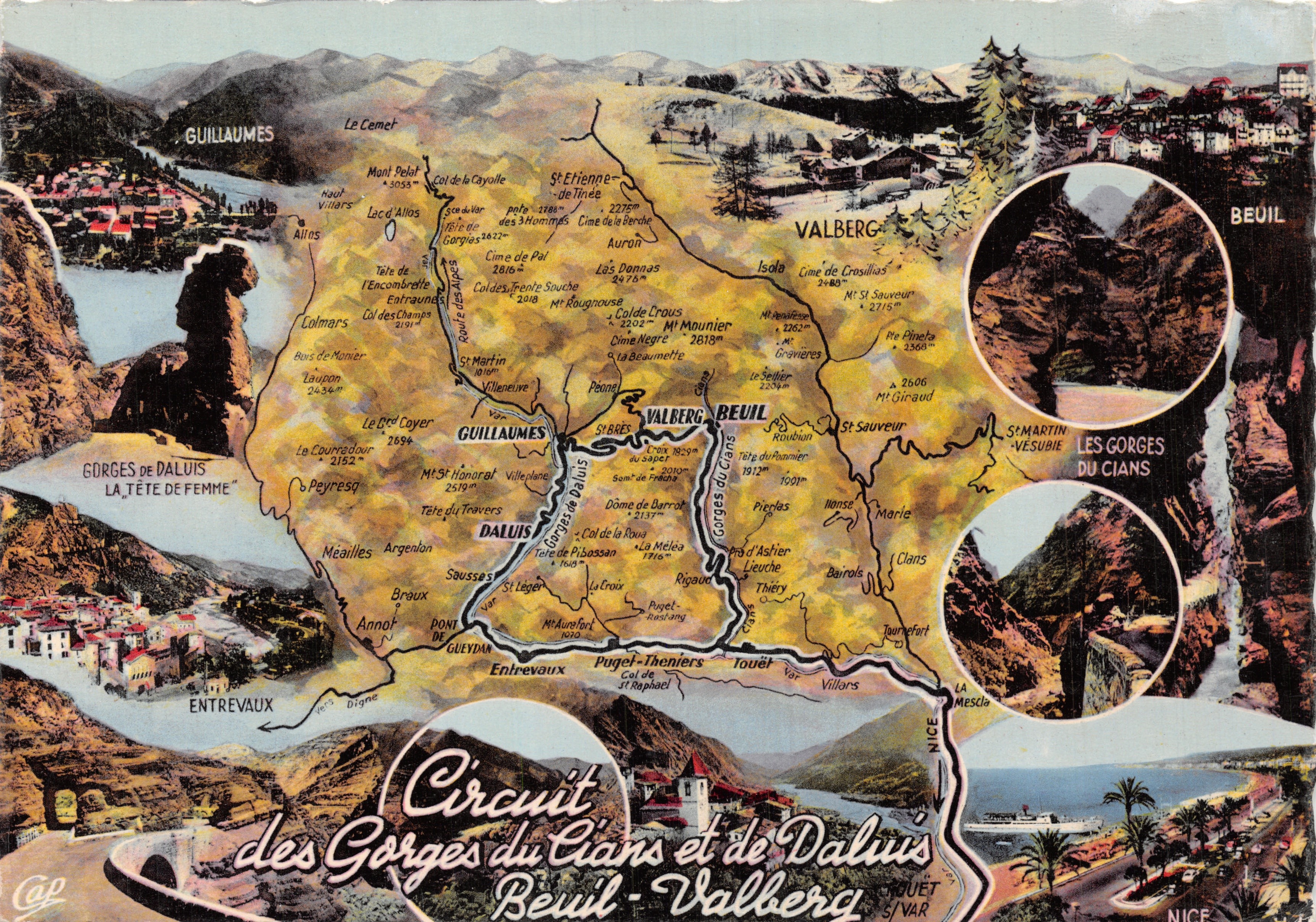 Rondrit door de Gorges du Cians en Daluïs — Beuil - Valberg — uitgever Cie des Arts Photomécániques, n° 1537