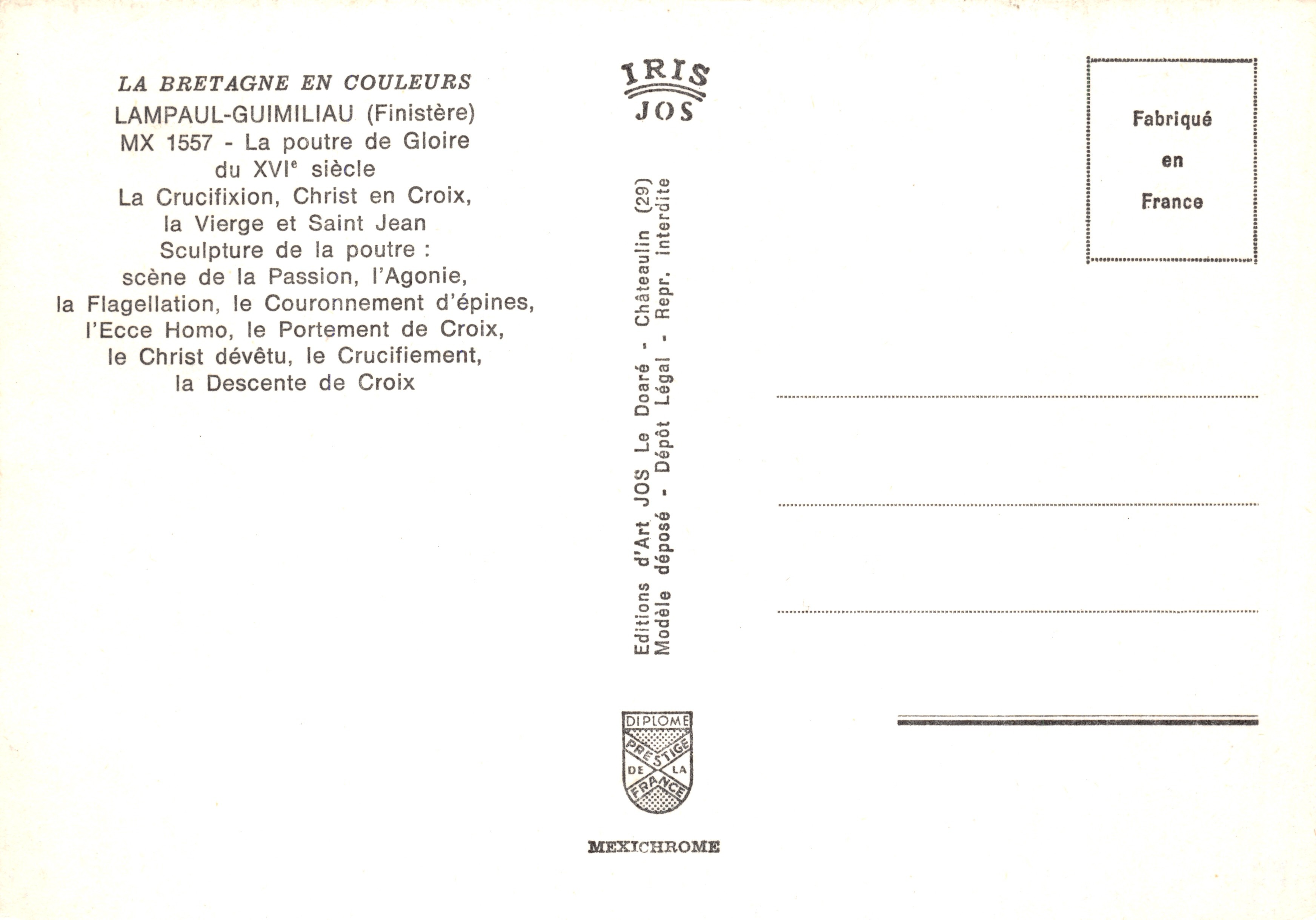 De Kruisiging — scène uit de Passie op de pilaar van de glorie — Editions JOS — Achterkant