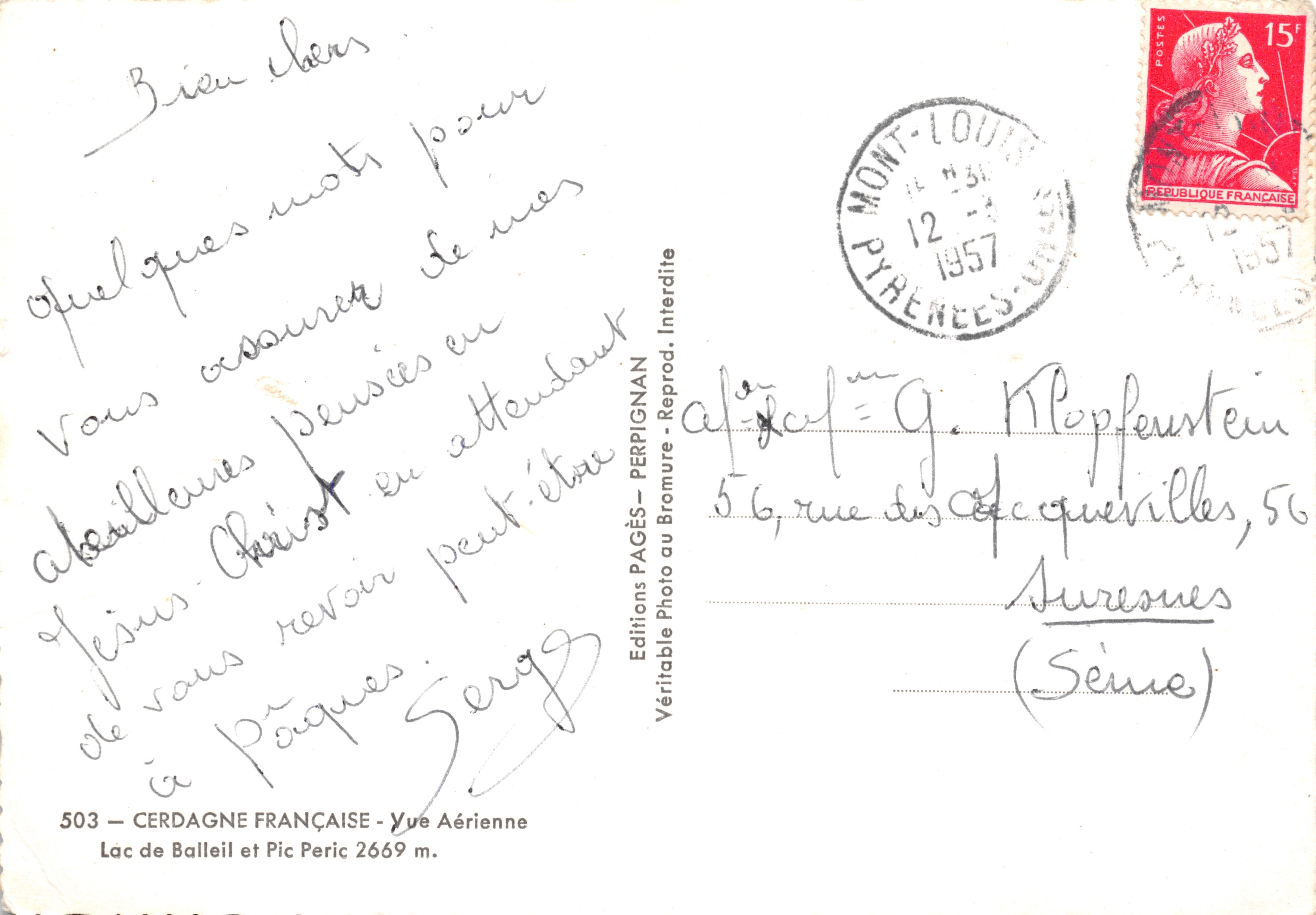 See Balleil und Pic Peric — Luftaufnahme — Éditions PAGES au Bromure, Nr. 503 — Rückseite
