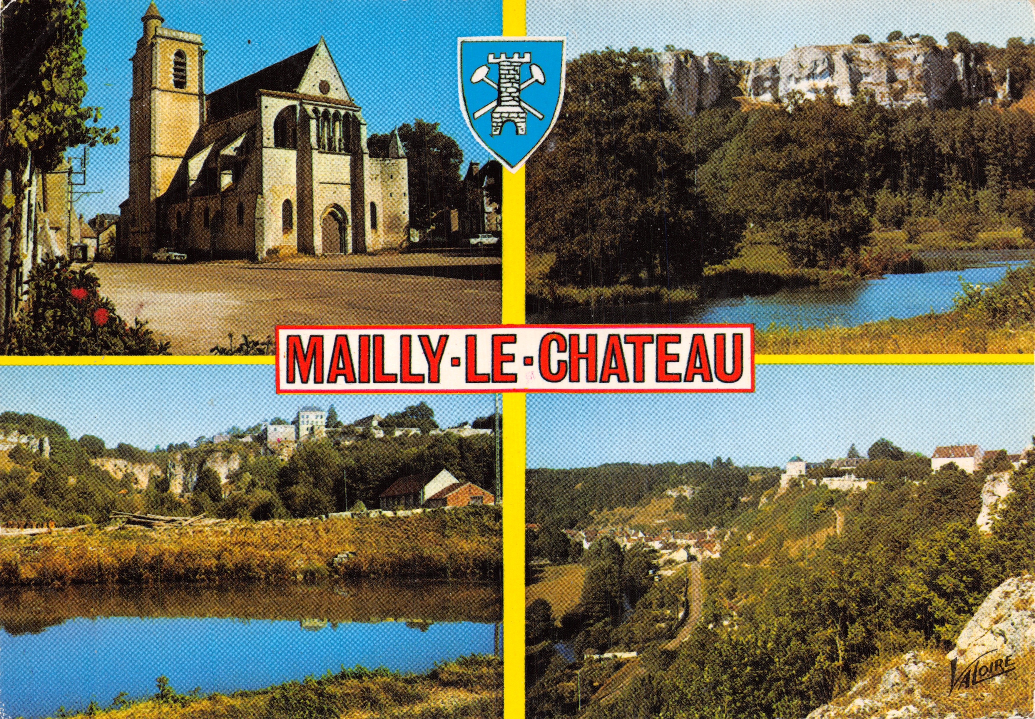 Mailly-le-Château — kerk en landschap met rotsen en rivier — Edities VALOIRE, F. 38.505