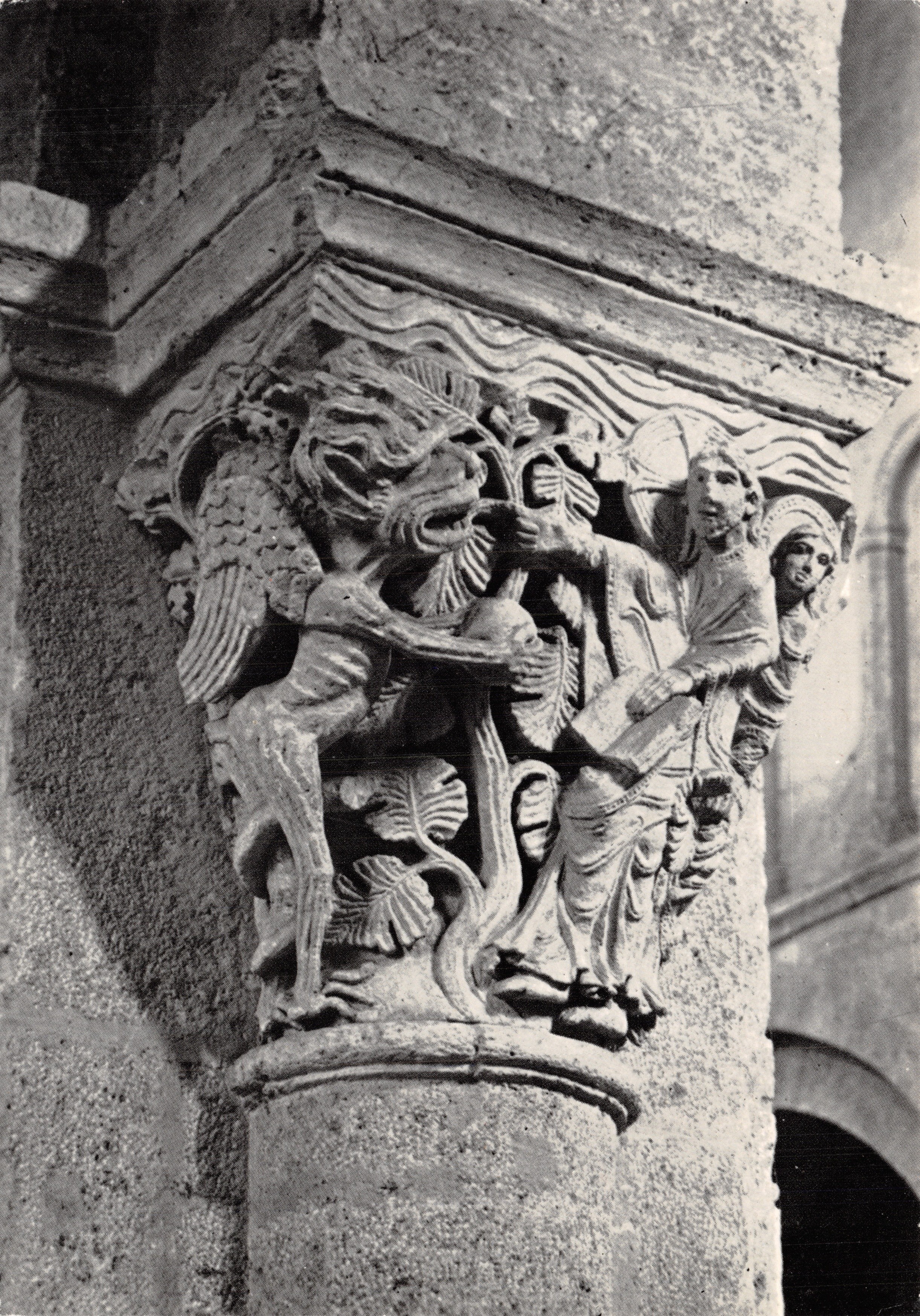 Saulieu (Côte-d'Or) — Capitello della basilica: la prima tentazione di Cristo — Editore Combier, Mâcon