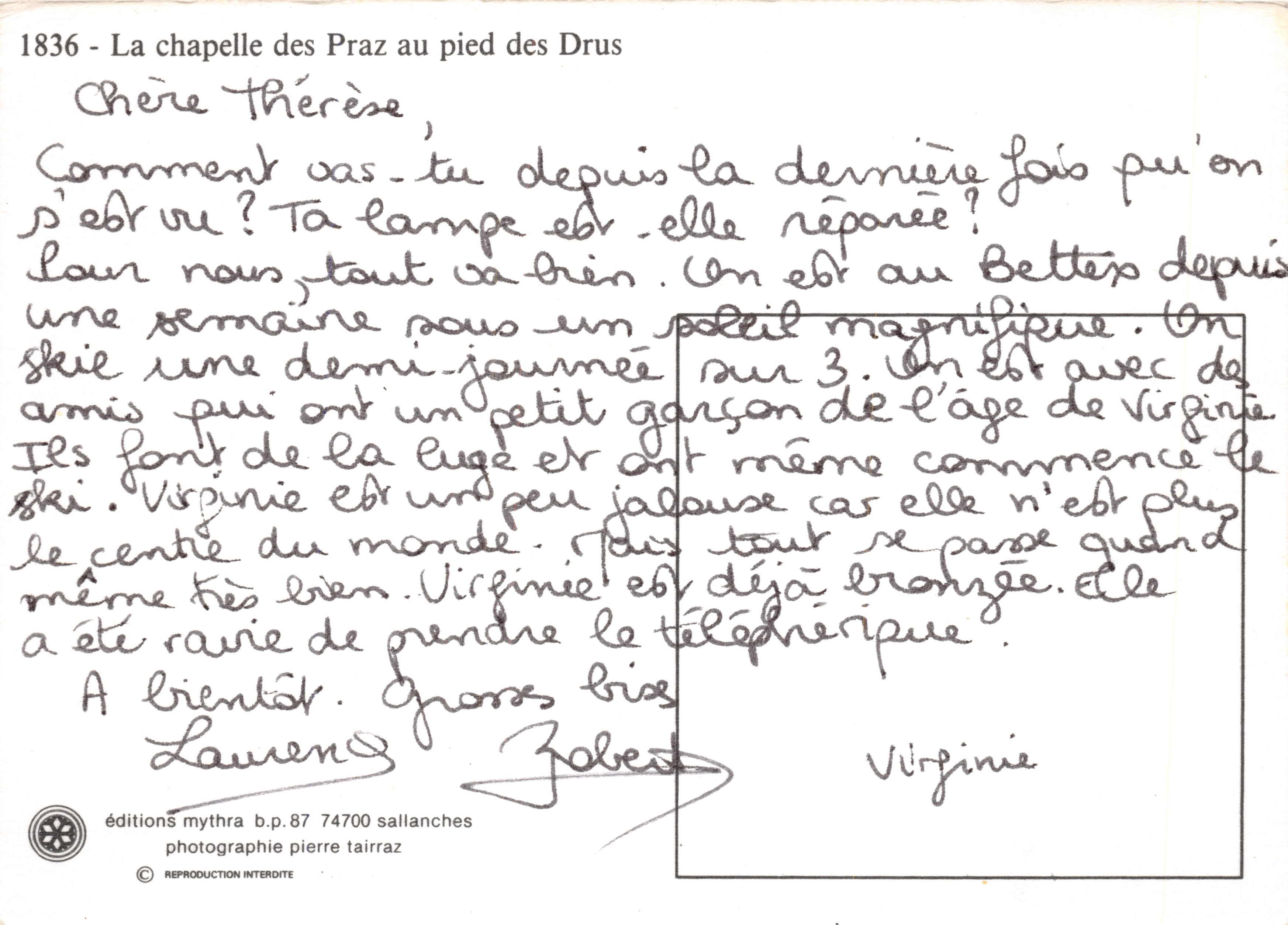 Kapelle van Praze aan de voet van de Drus — uitgever Éditions Mythra, b.p. 87 74700 Sallanches — Achterkant