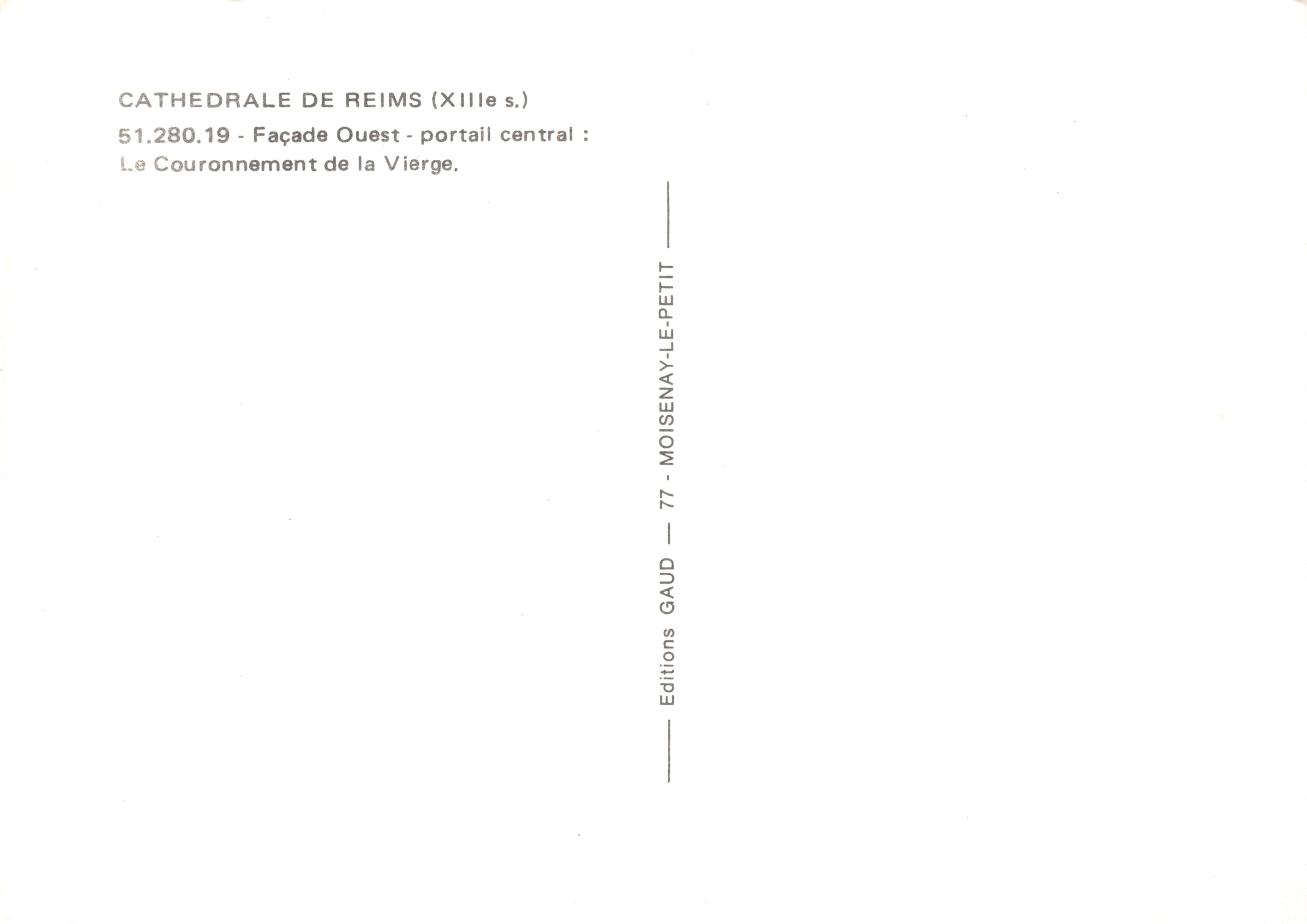 Kathedraal van Reims — Kröningsfeest van de Maagd — Éditions Gaud — Achterkant
