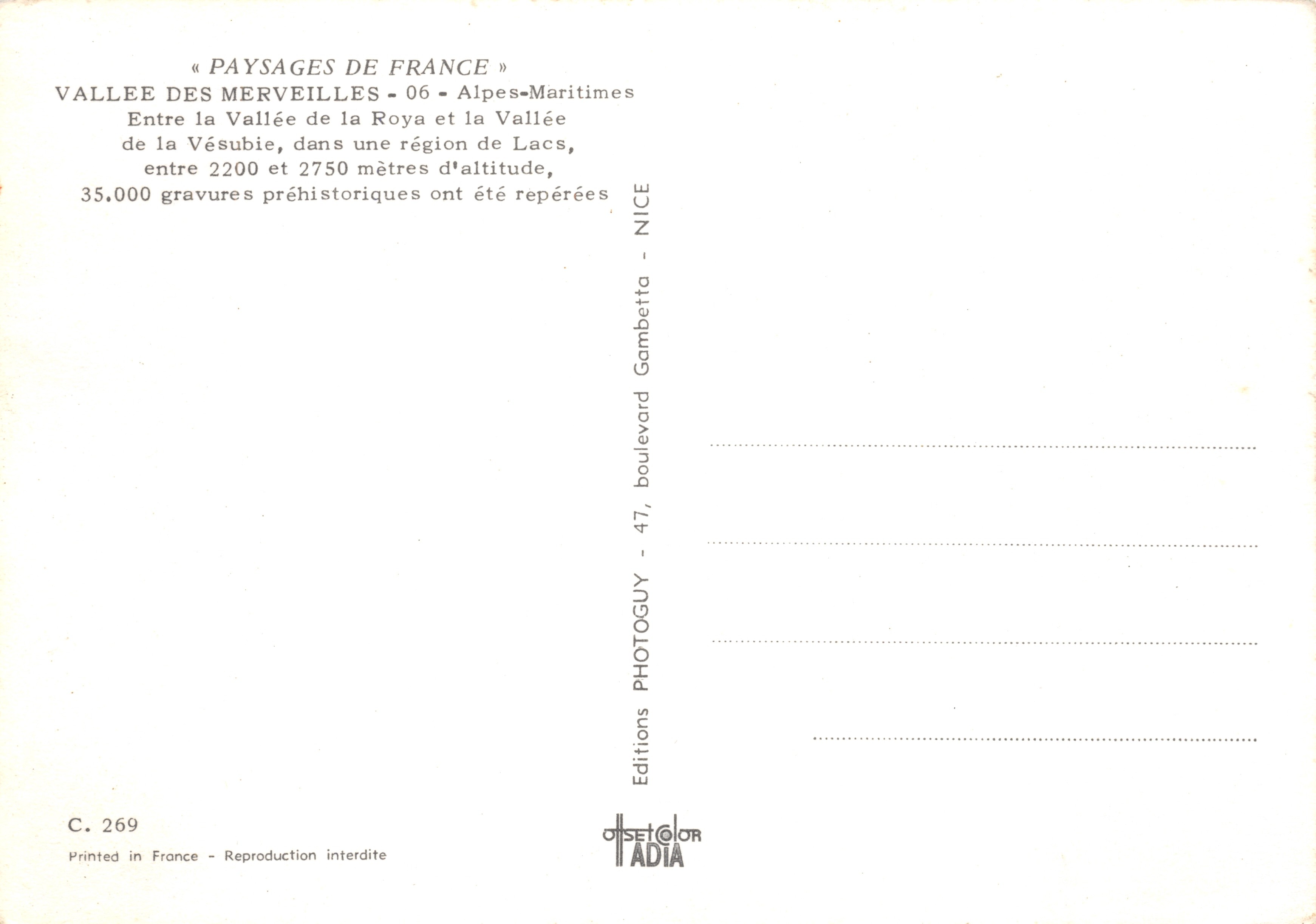 Vallée des Merveilles — gravures préhistoriques — Editions Photoguy — Achterkant