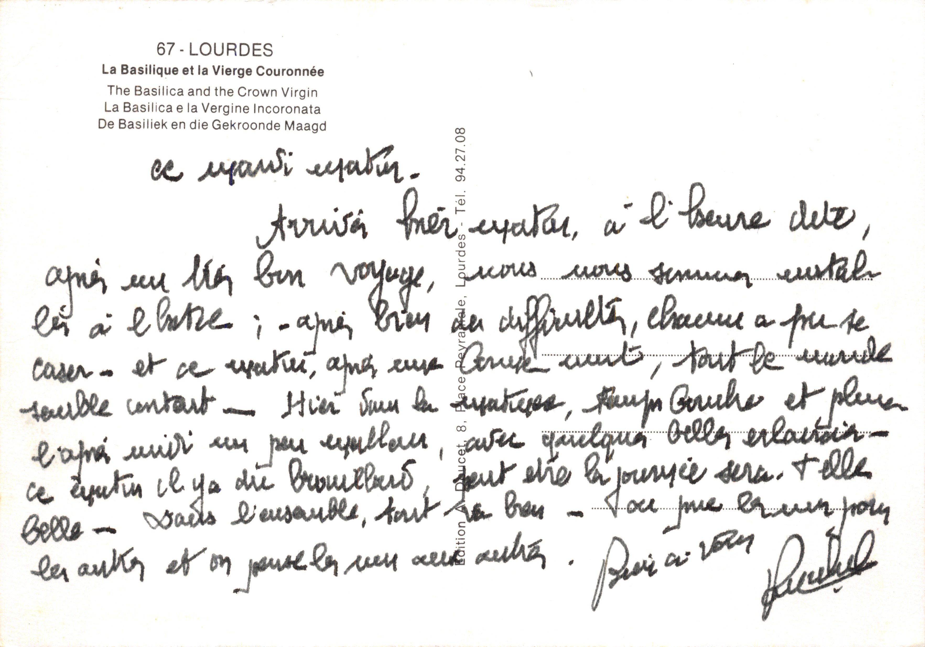 Lourdes — Basilique et statue de la Vierge couronnée — Éditeur Edlyx — Reverso