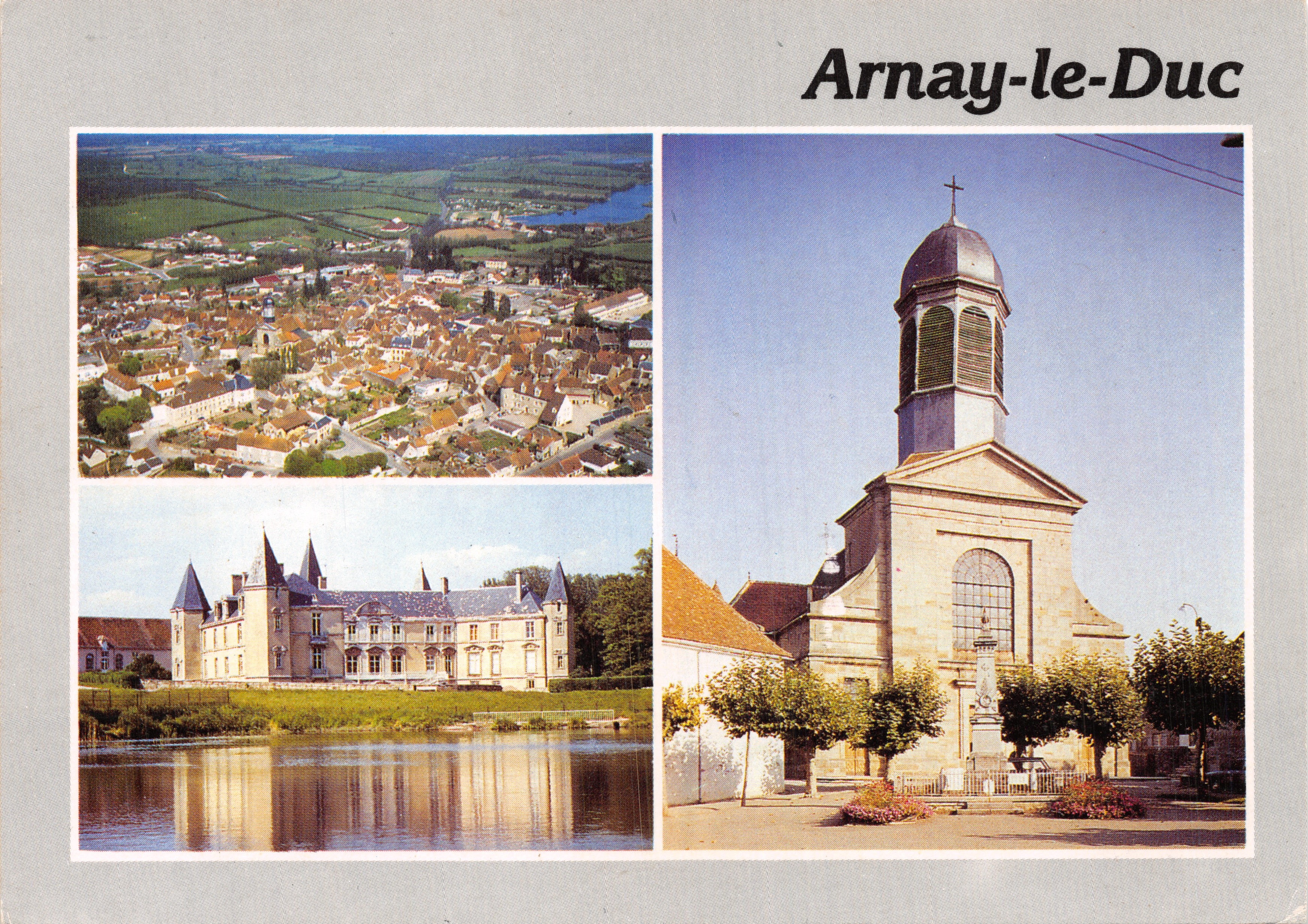Arnay-le-Duc — vista della città con chiesa e castello — Éditions et Impressions Combier / Maçon