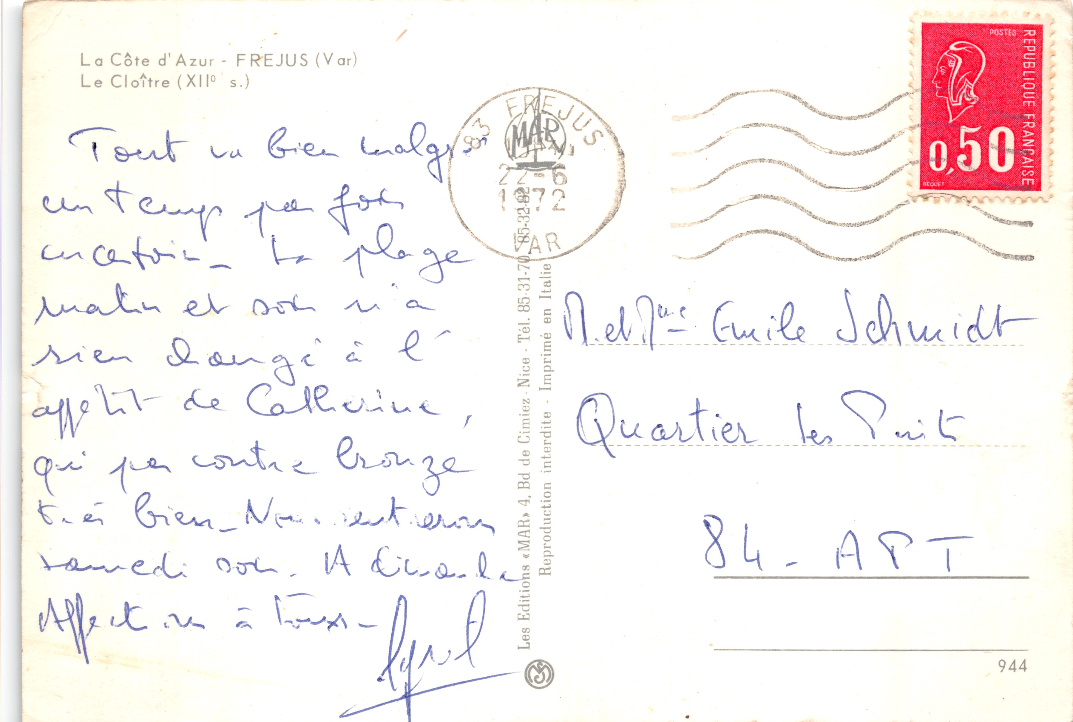 Il Cloister — editore Les Editions « MAB » — n. 944 — Verso