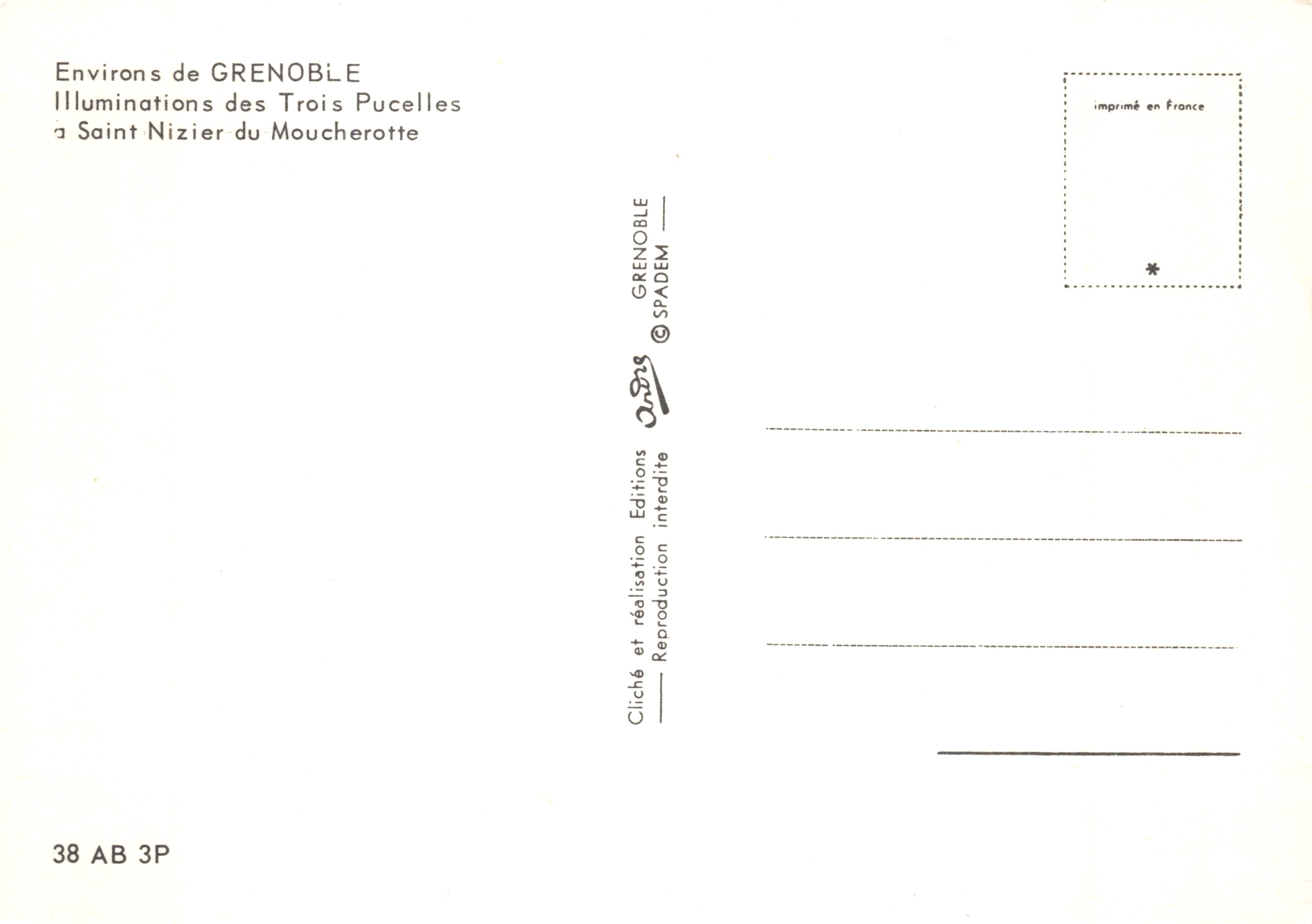 Grenoble — De Drie Maagden — uitgever GRENEME — Achterkant