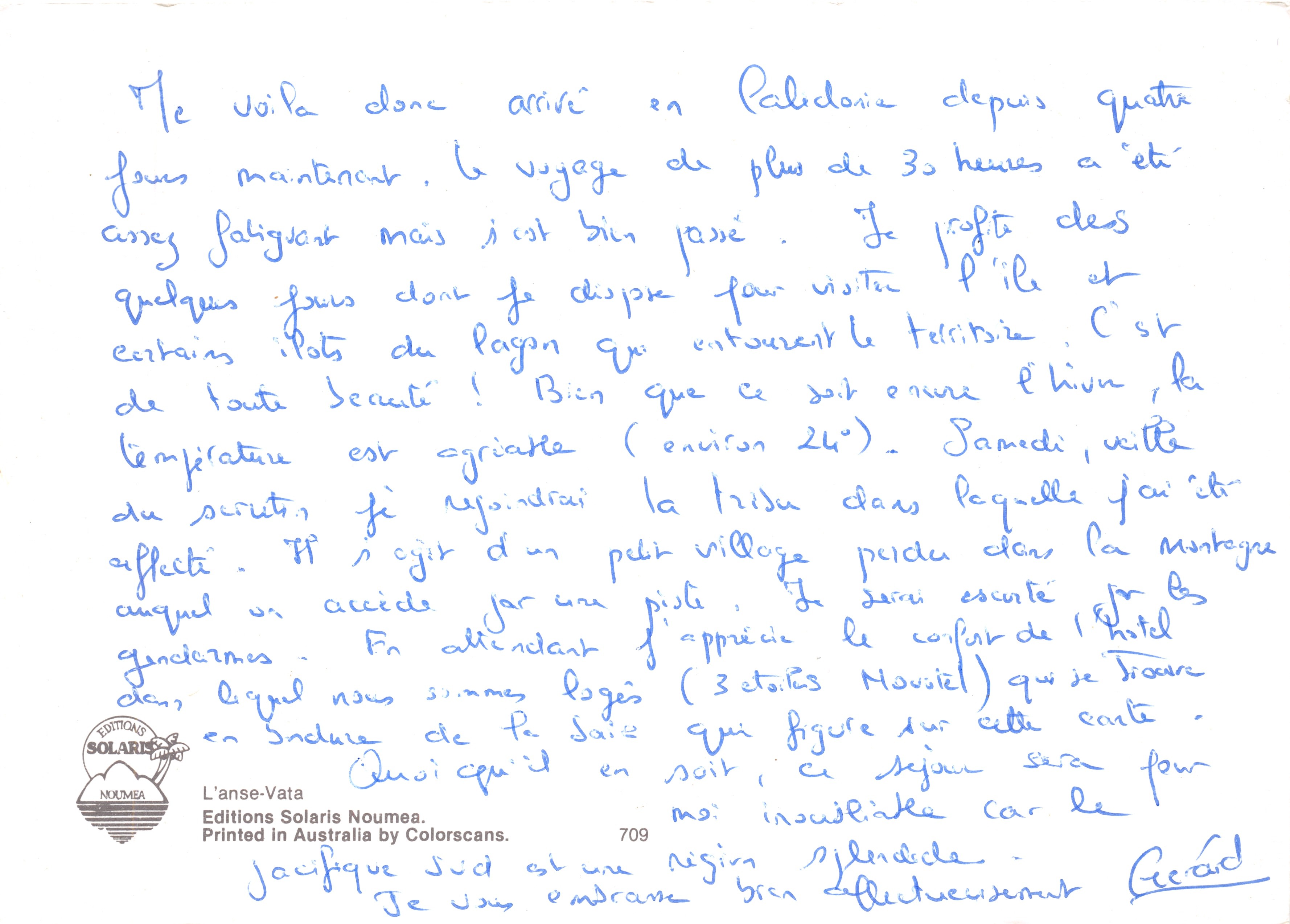 Anse-Vata — vista panoramica della spiaggia e della baia — Editions Solaris Nouméa, n. 709 — Verso