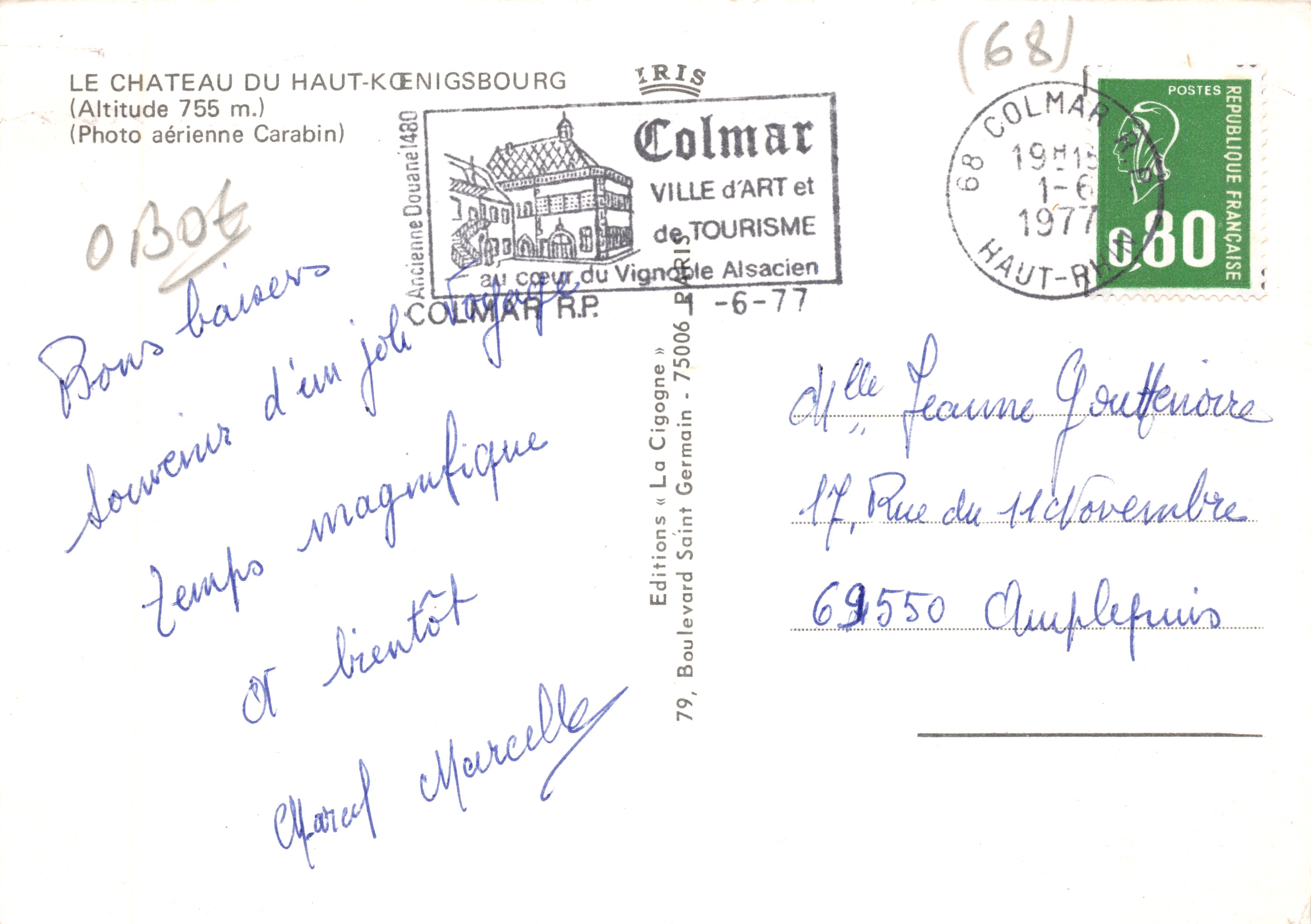 Château du Haut-Koenigsbourg — vue aérienne — éditeur IRIS — Achterkant