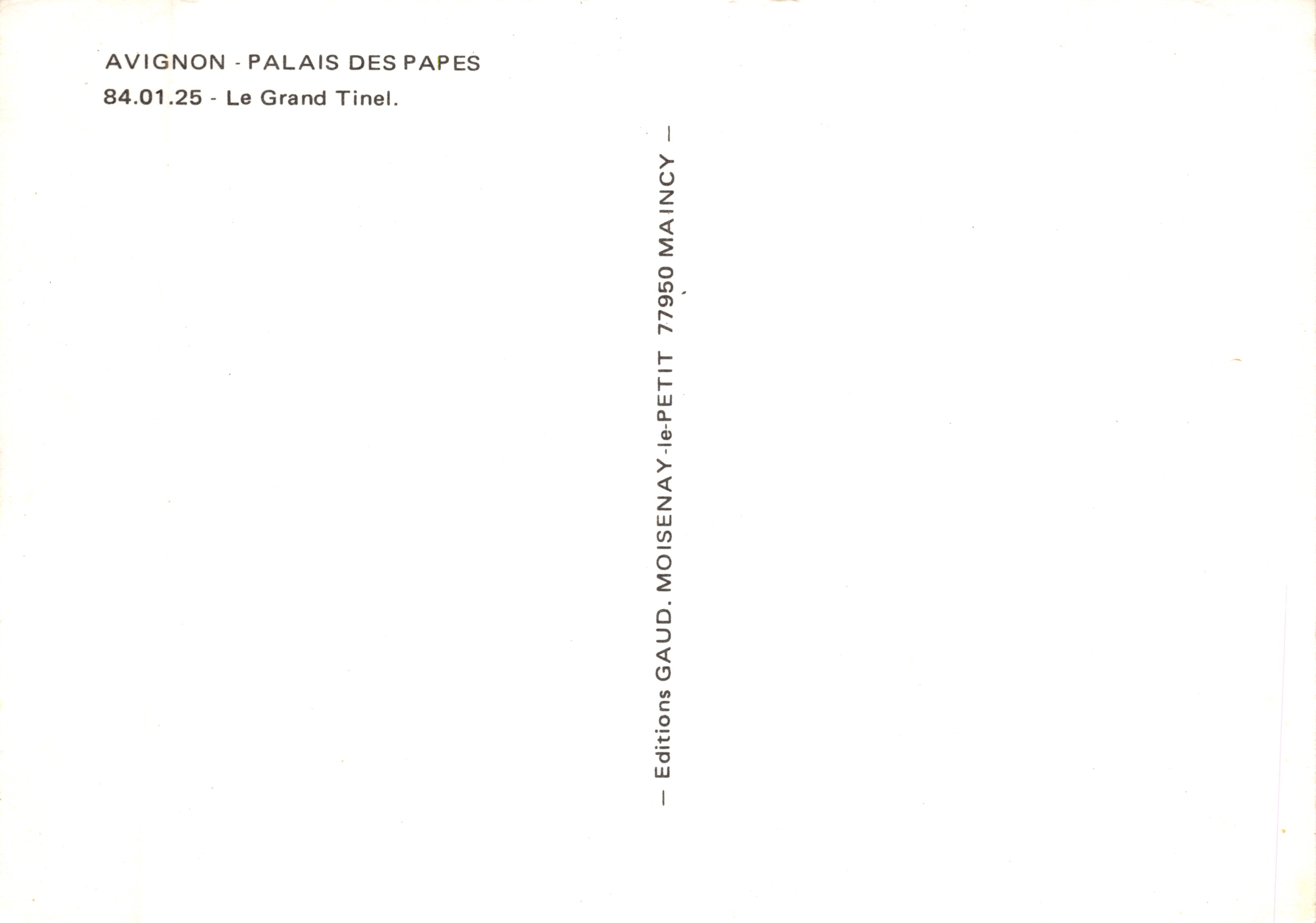 Avignon - Paleis van de Pausen — Het Grote Tinel — Éditions Maincy — Achterkant