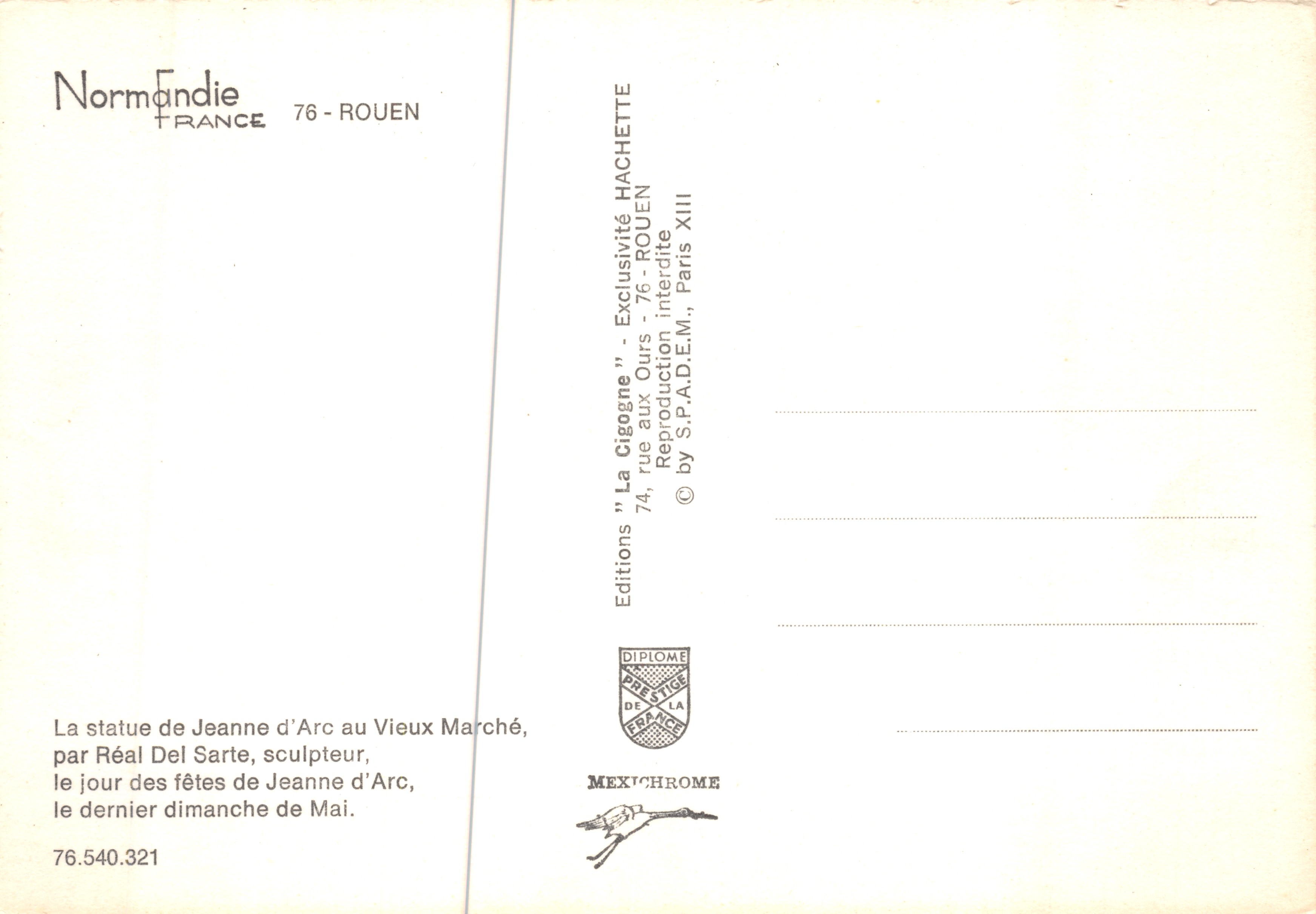 Statua di Giovanna d'Arco — Vecchio Mercato — Edizioni IRIS — Verso