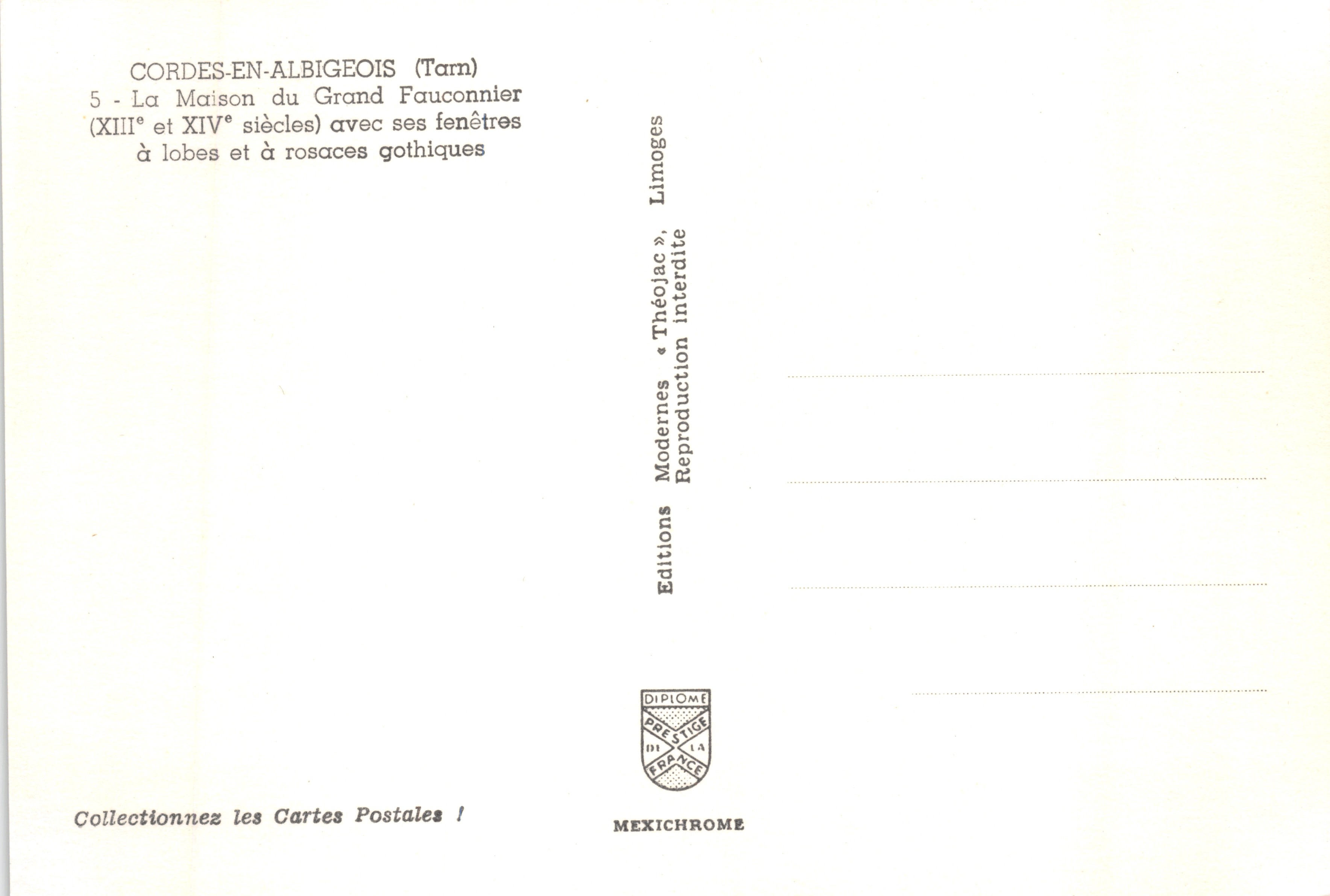 Cordes-en-Albigeois — Casa del Grande Falconiere — Editore IRIS — Verso
