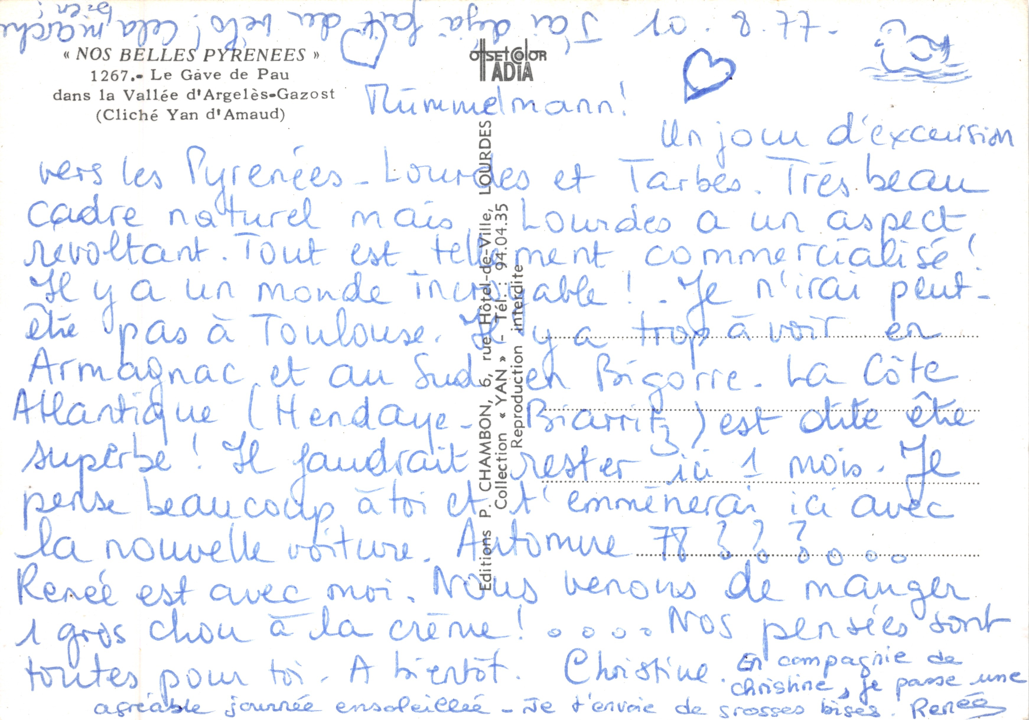 Le Gave de Pau — Vallée d'Argelès-Gazost — uitgever Éditions COLOR ADIA, nr. 1267 — Achterkant